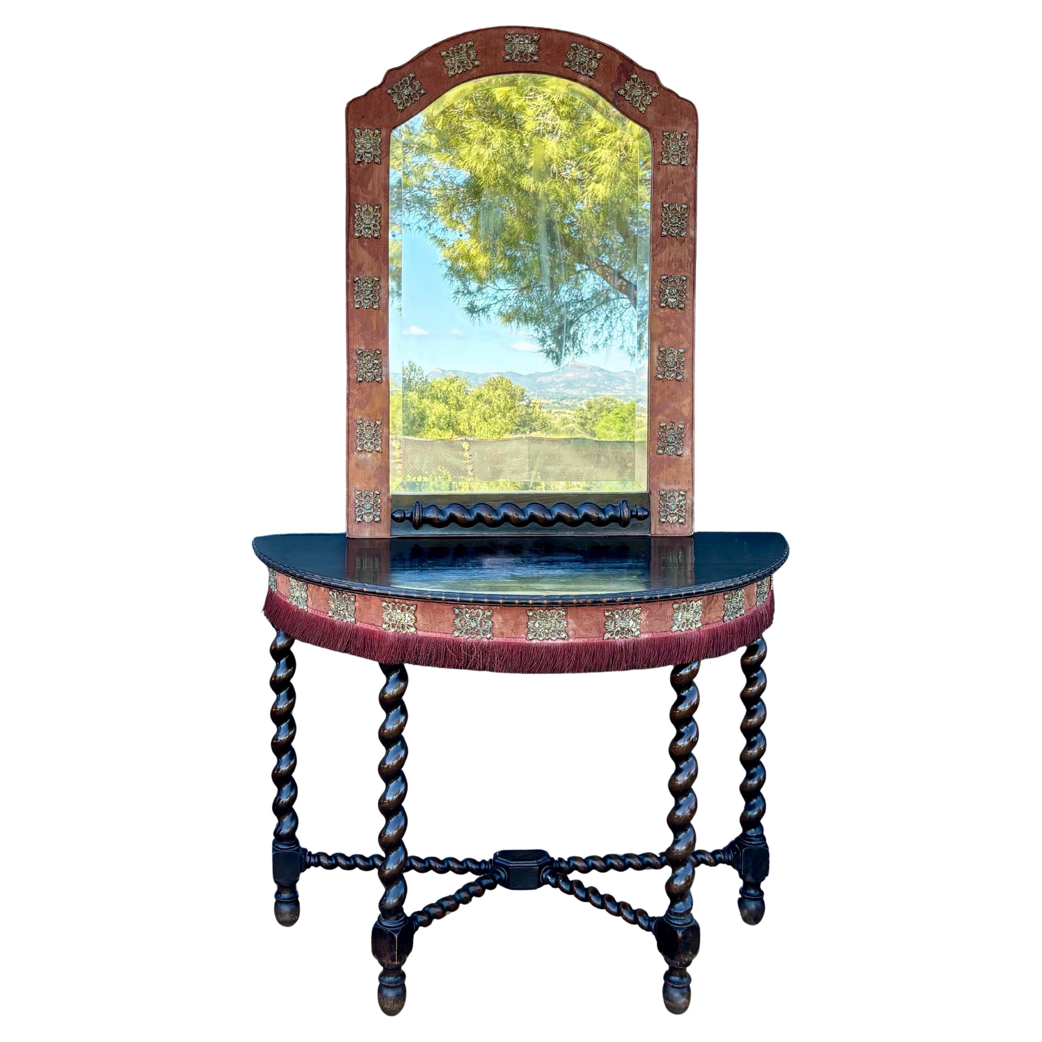 Spanish Baroque Style Console Table with Mirror, Early 20th Century For Sale