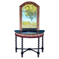 Console espagnole de style baroque avec miroir, début du 20e siècle