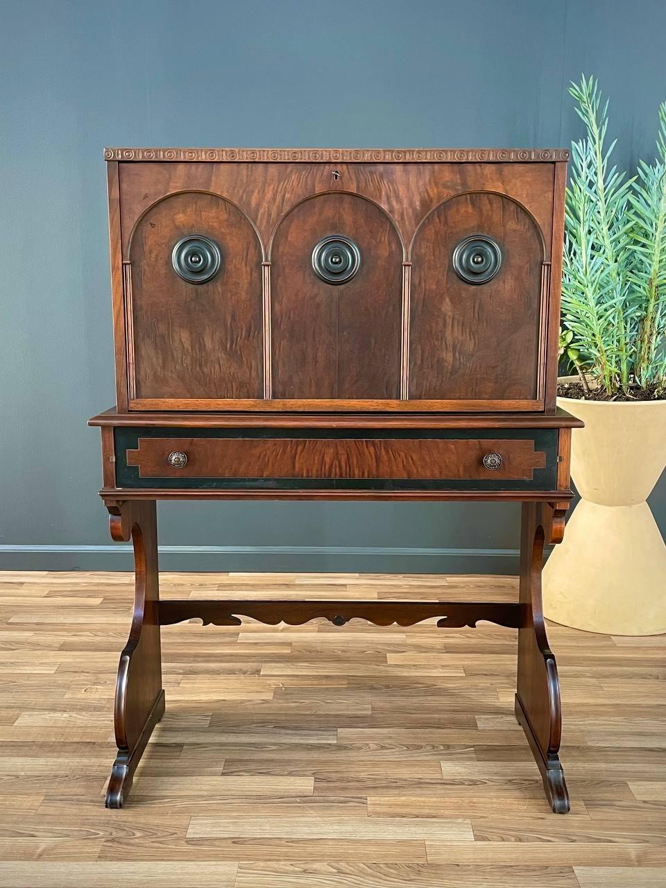 American Spanish Baroque Style Drop Front Desk & Bench