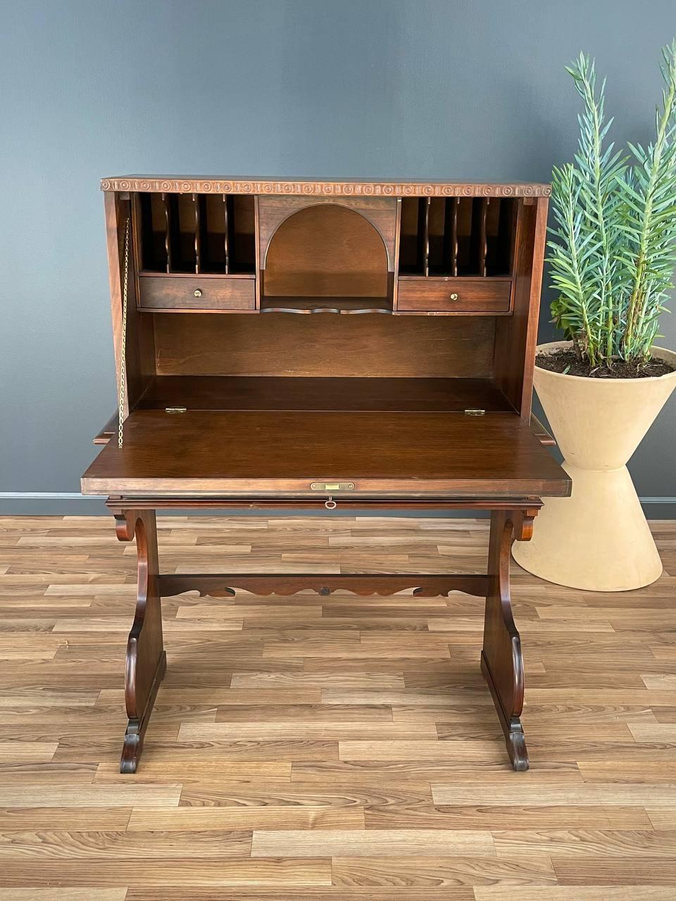 Spanish Baroque Style Drop Front Desk & Bench In Good Condition In Los Angeles, CA