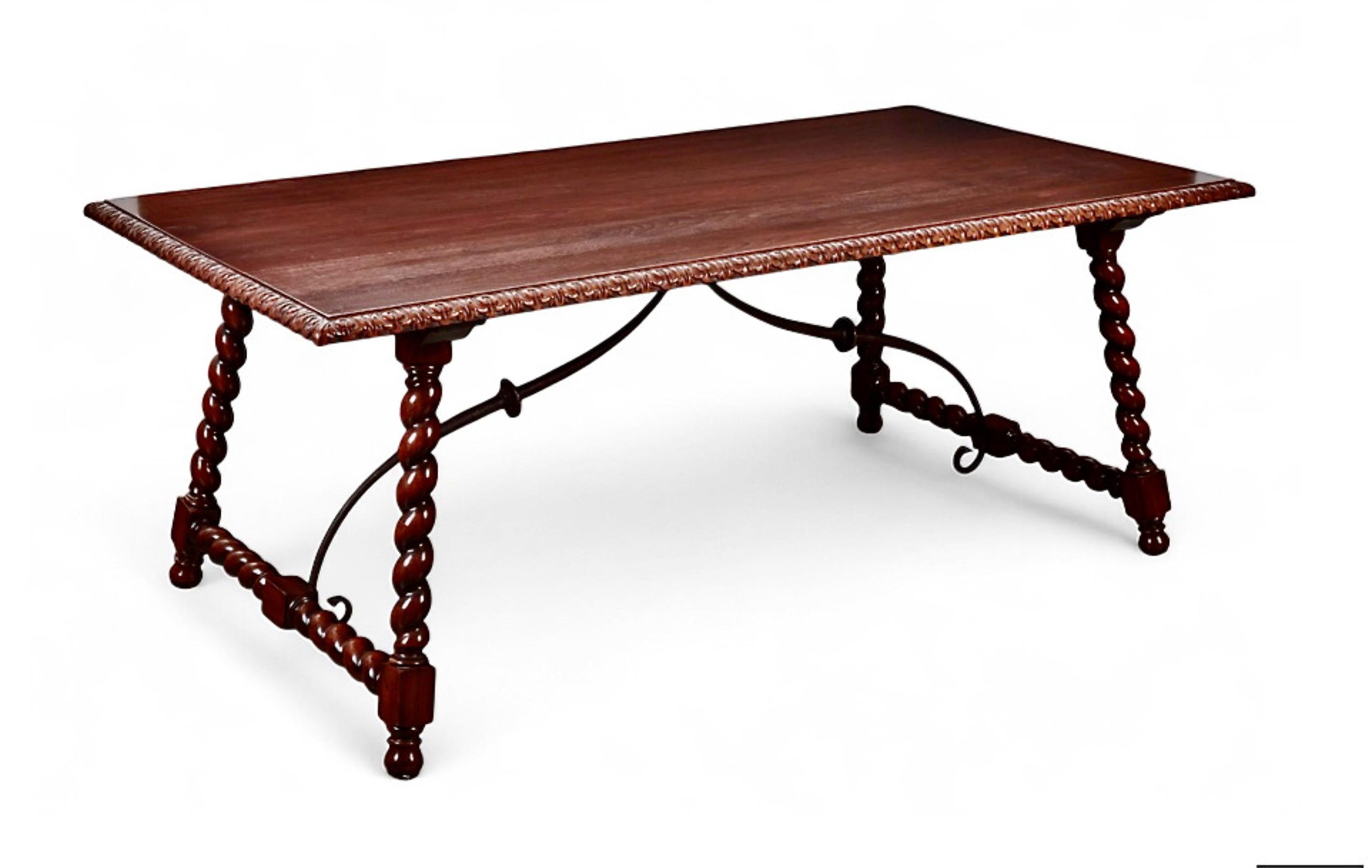 Turned Spanish Baroque-Style Library Table For Sale