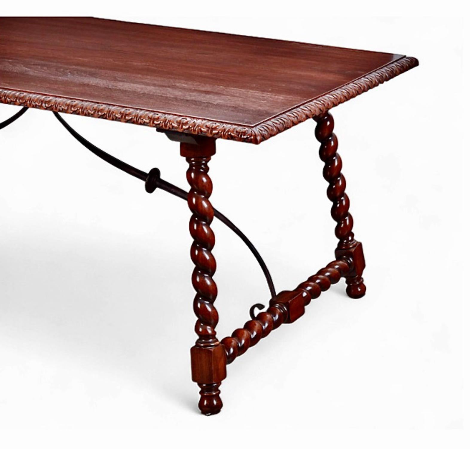 20th Century Spanish Baroque-Style Library Table For Sale