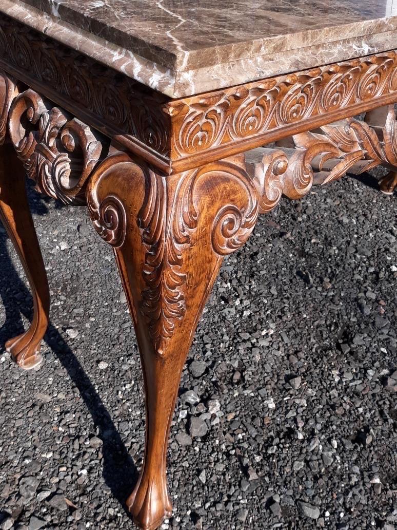 Spanish Baroque Style Marble Top Console Table  In Excellent Condition In Lambertville, NJ