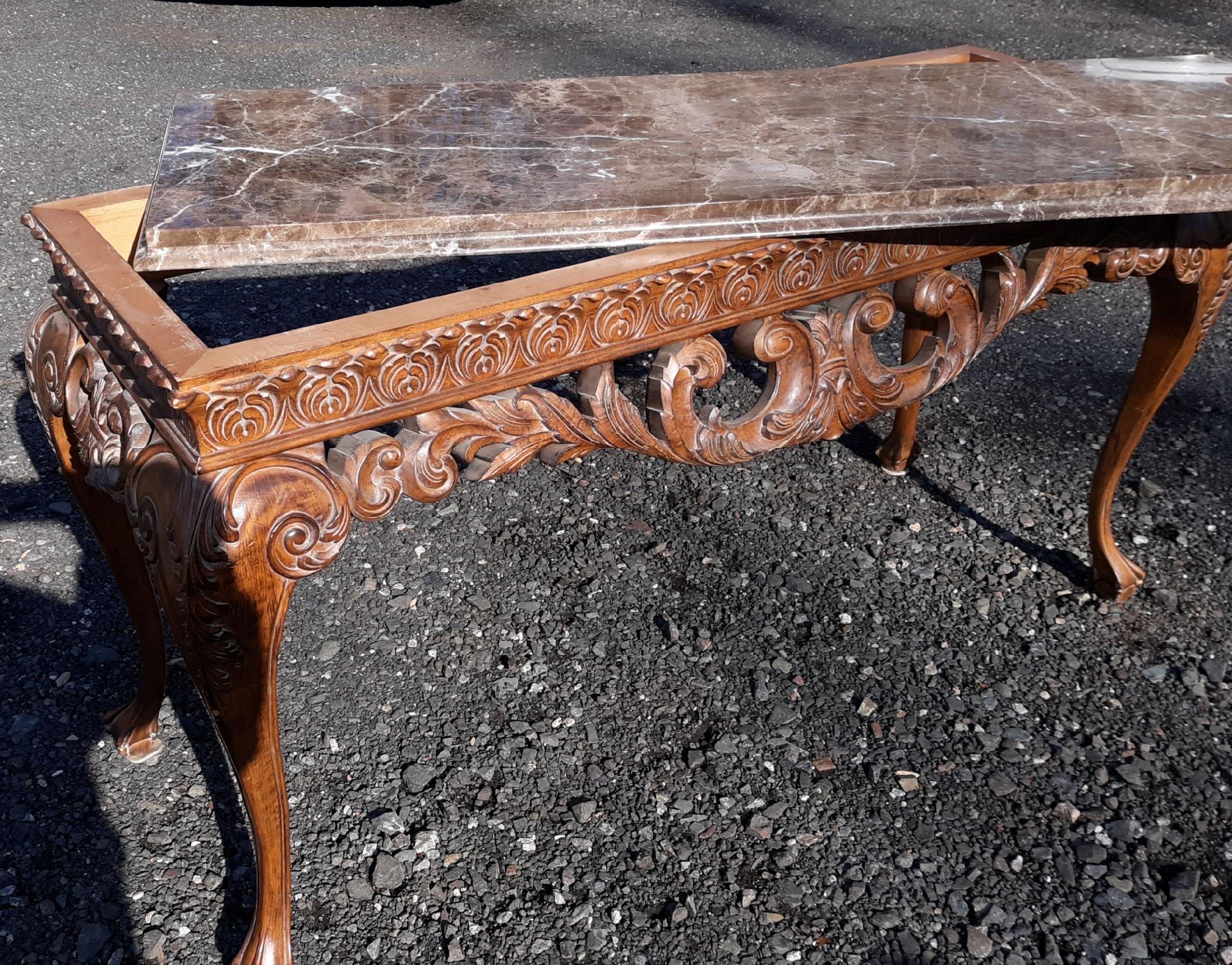 Spanish Baroque Style Marble Top Console Table  1