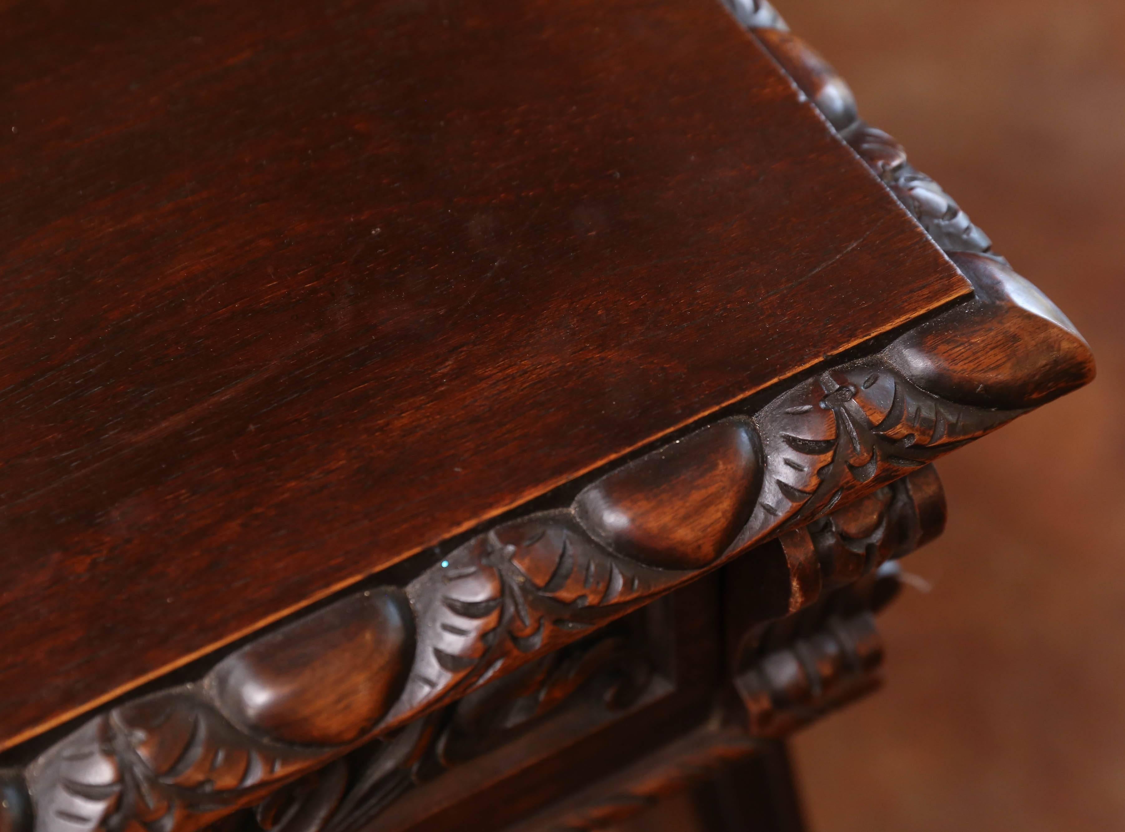 Spanish Baroque Style Oak Library Table/ Desk In Excellent Condition In Houston, TX