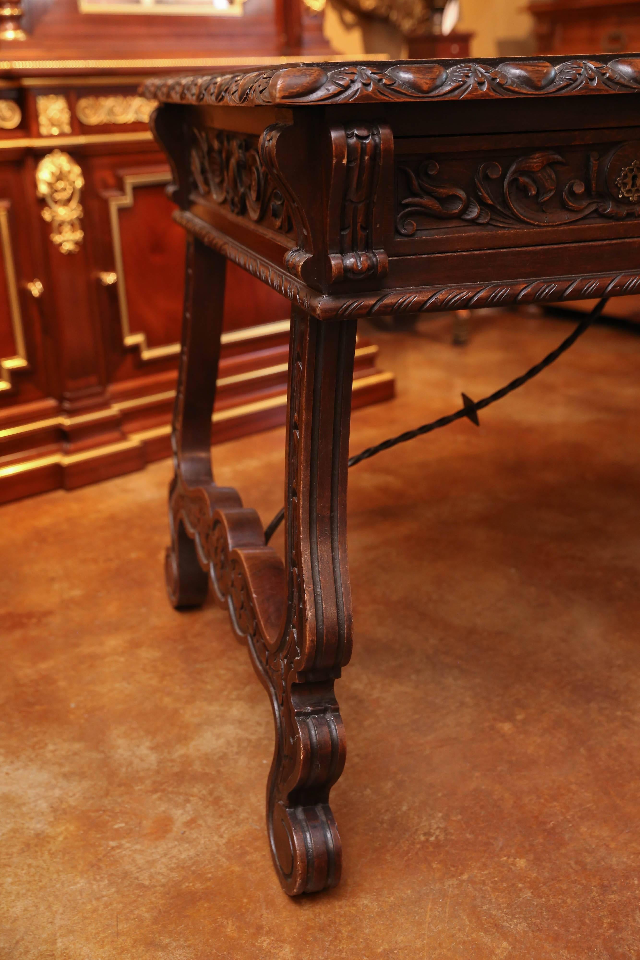 Spanish Baroque Style Oak Library Table/ Desk 2