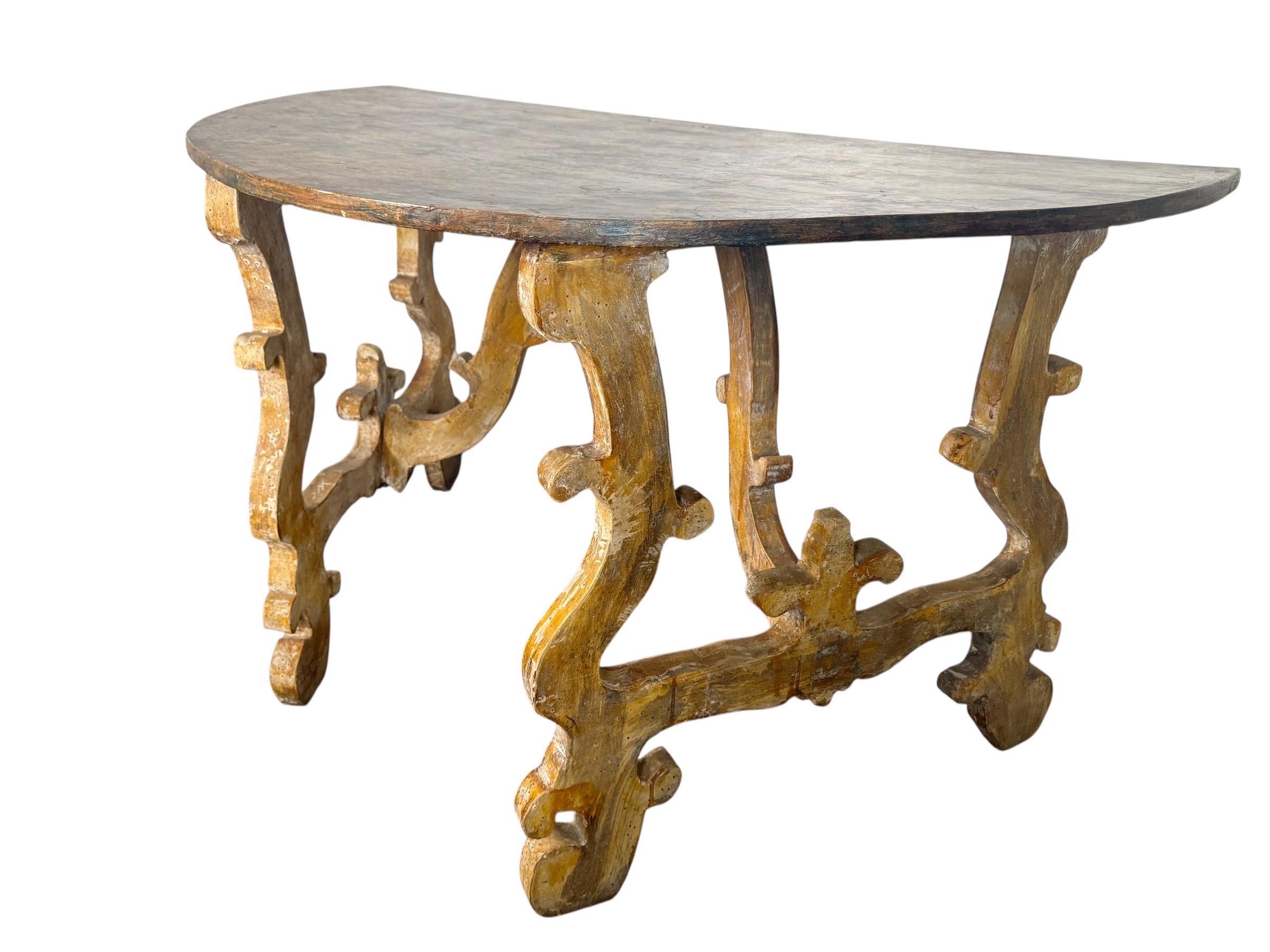 Spanish Baroque Style Painted Console Table For Sale 6