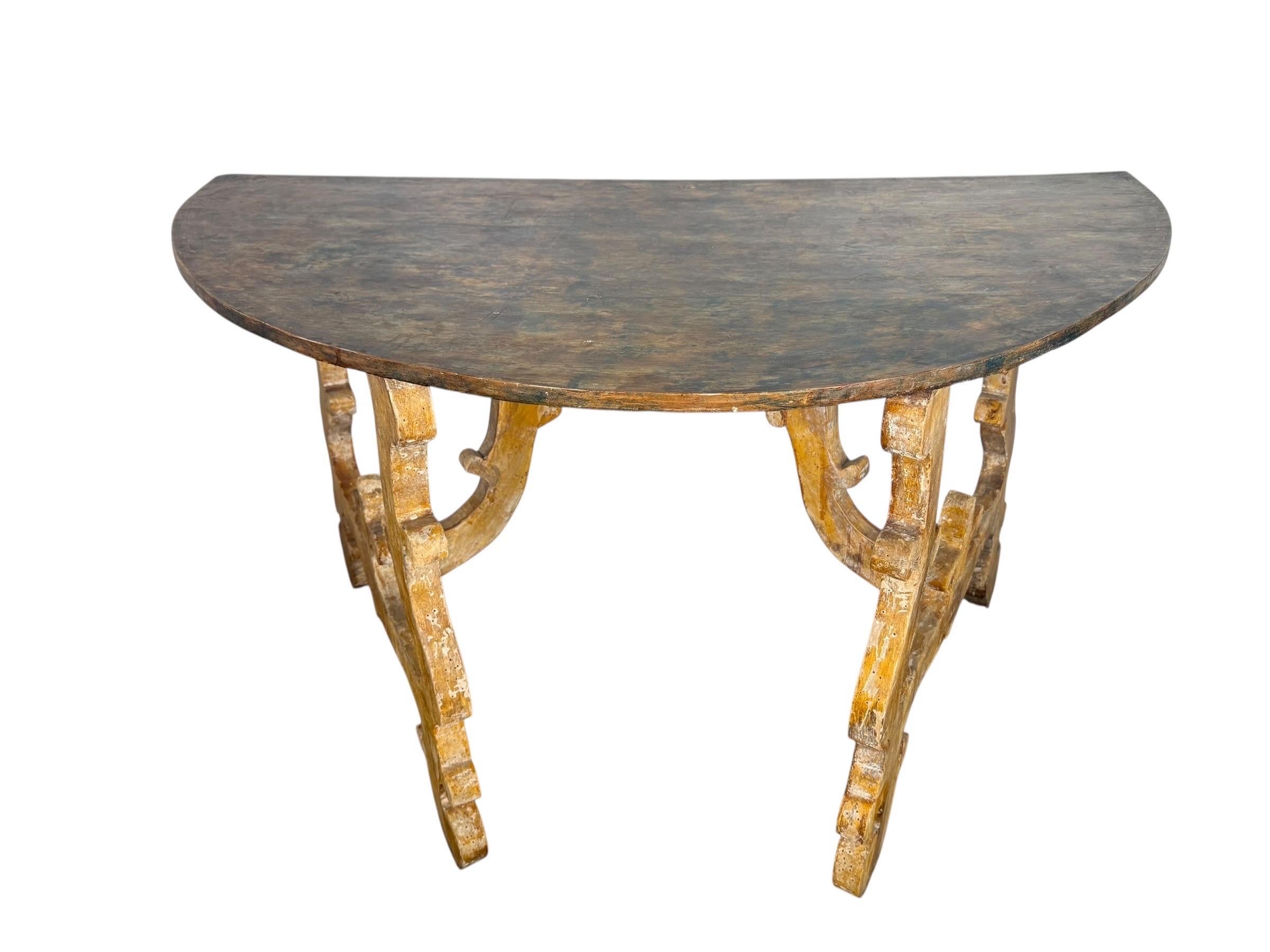 Spanish Baroque Style Painted Console Table For Sale 7