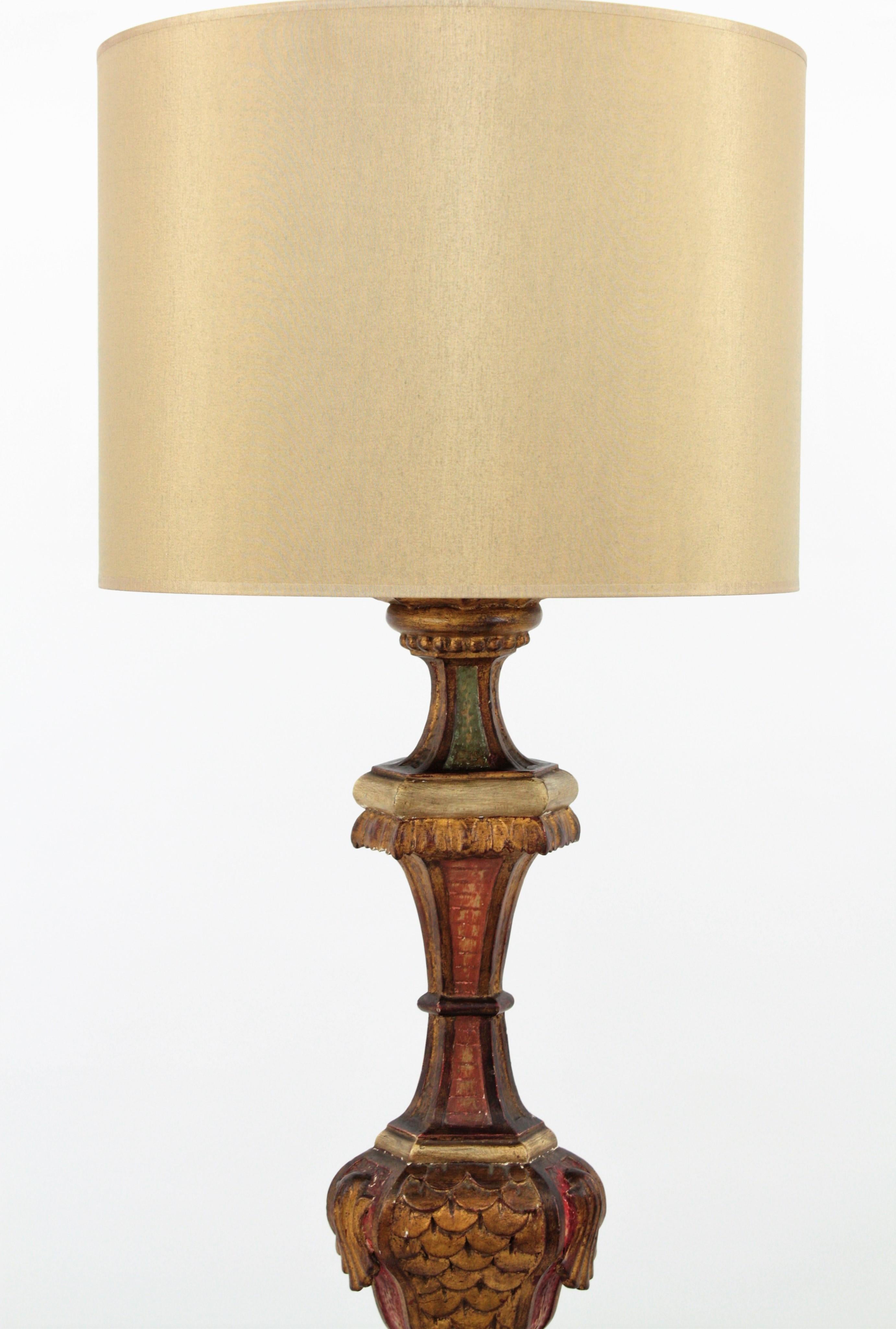 carved wood floor lamp