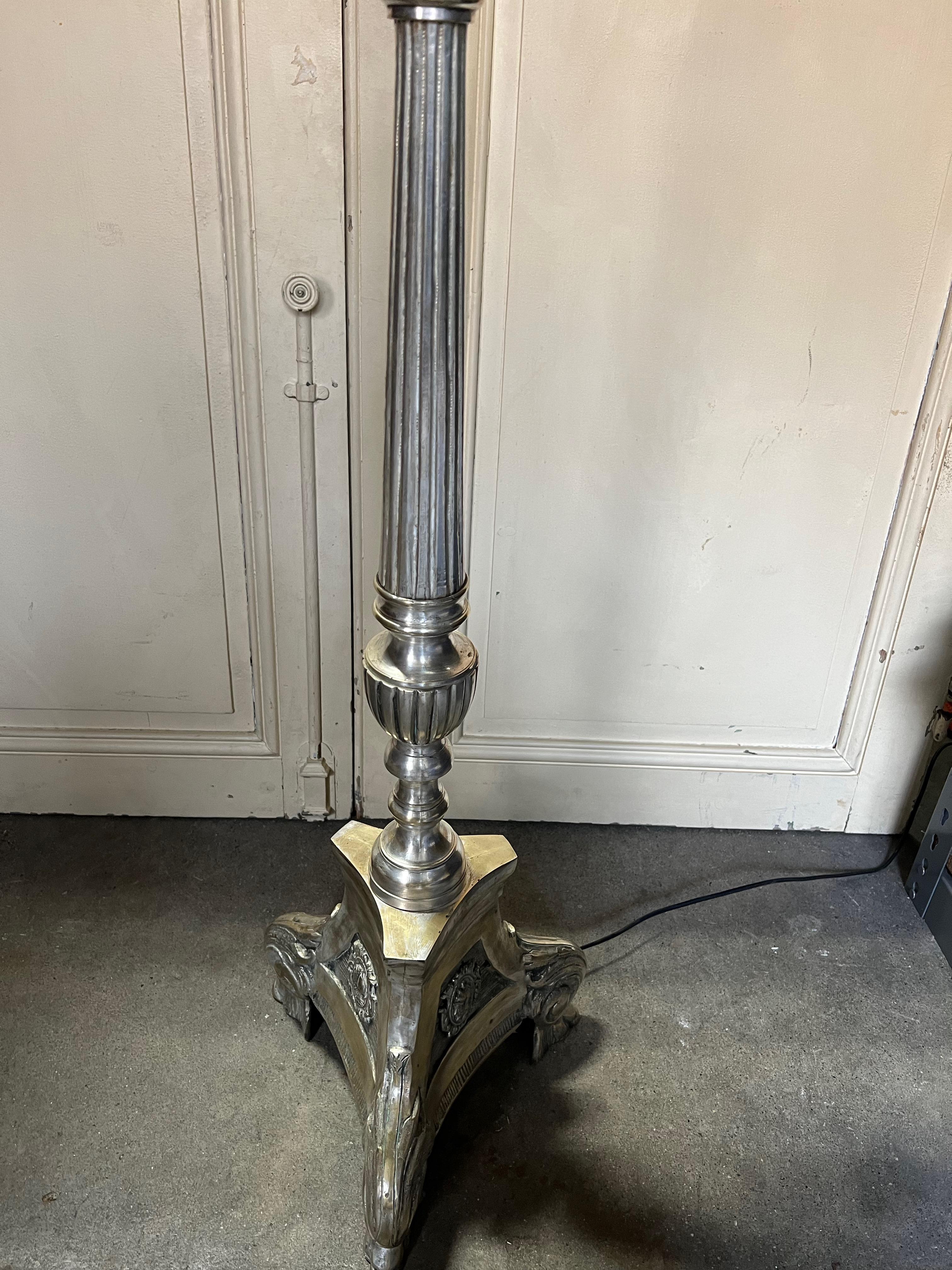 Spanish Baroque Style Silvered Floor Lamp For Sale 5