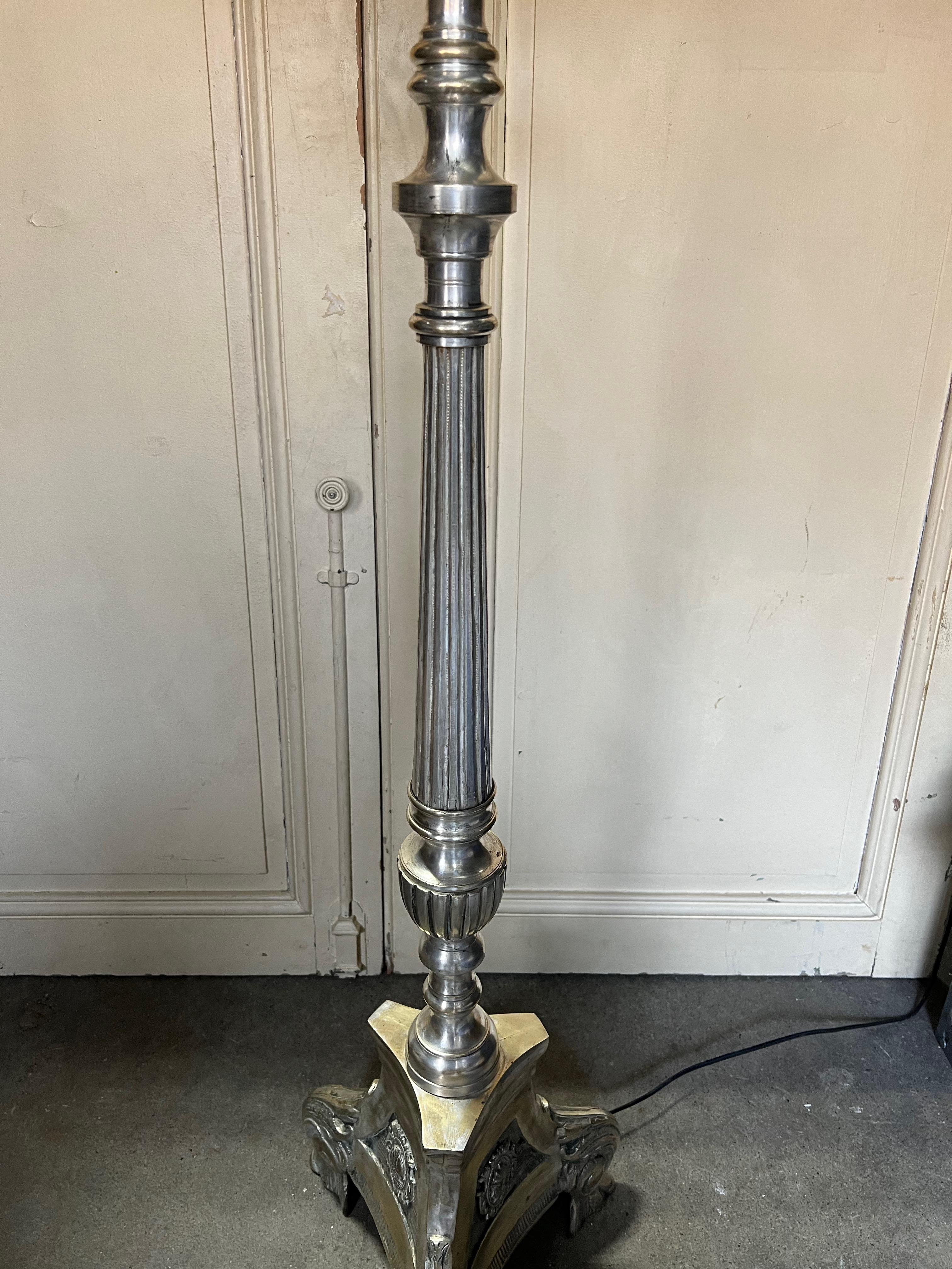 Spanish Baroque Style Silvered Floor Lamp For Sale 6