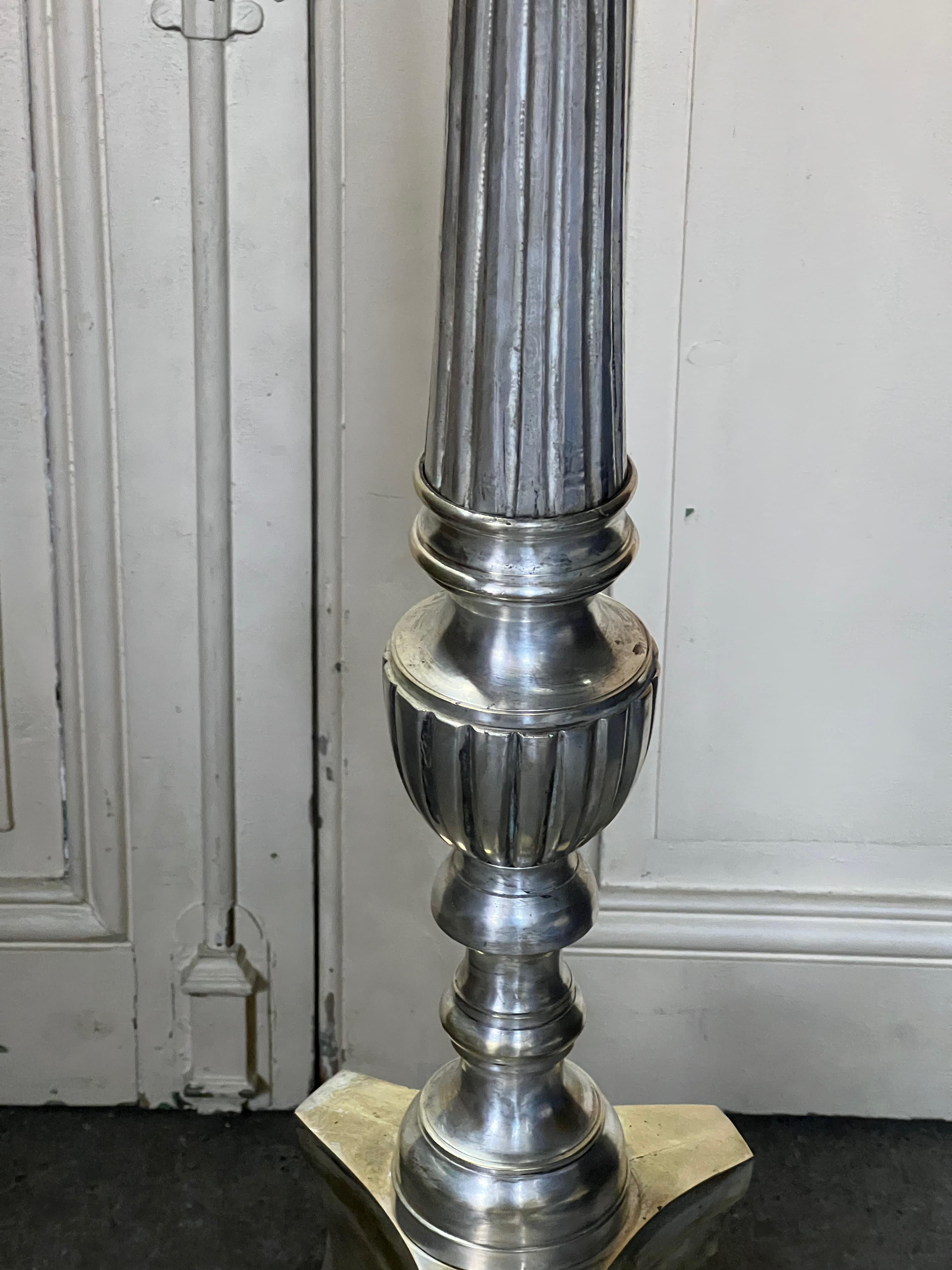 Spanish Baroque Style Silvered Floor Lamp For Sale 1