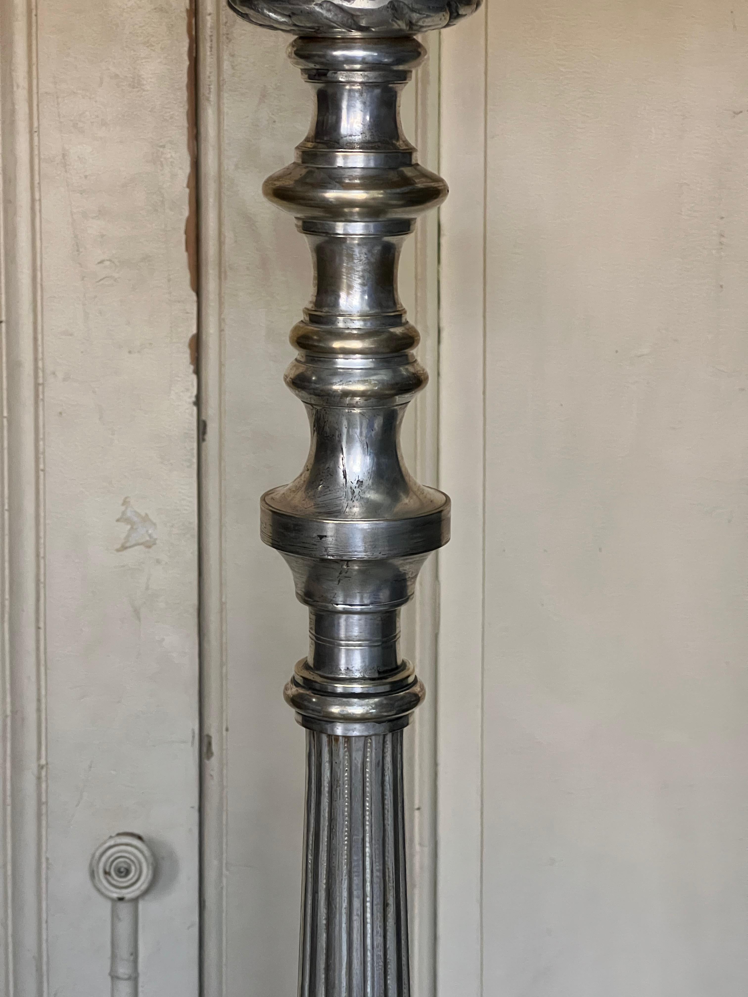 Spanish Baroque Style Silvered Floor Lamp For Sale 3