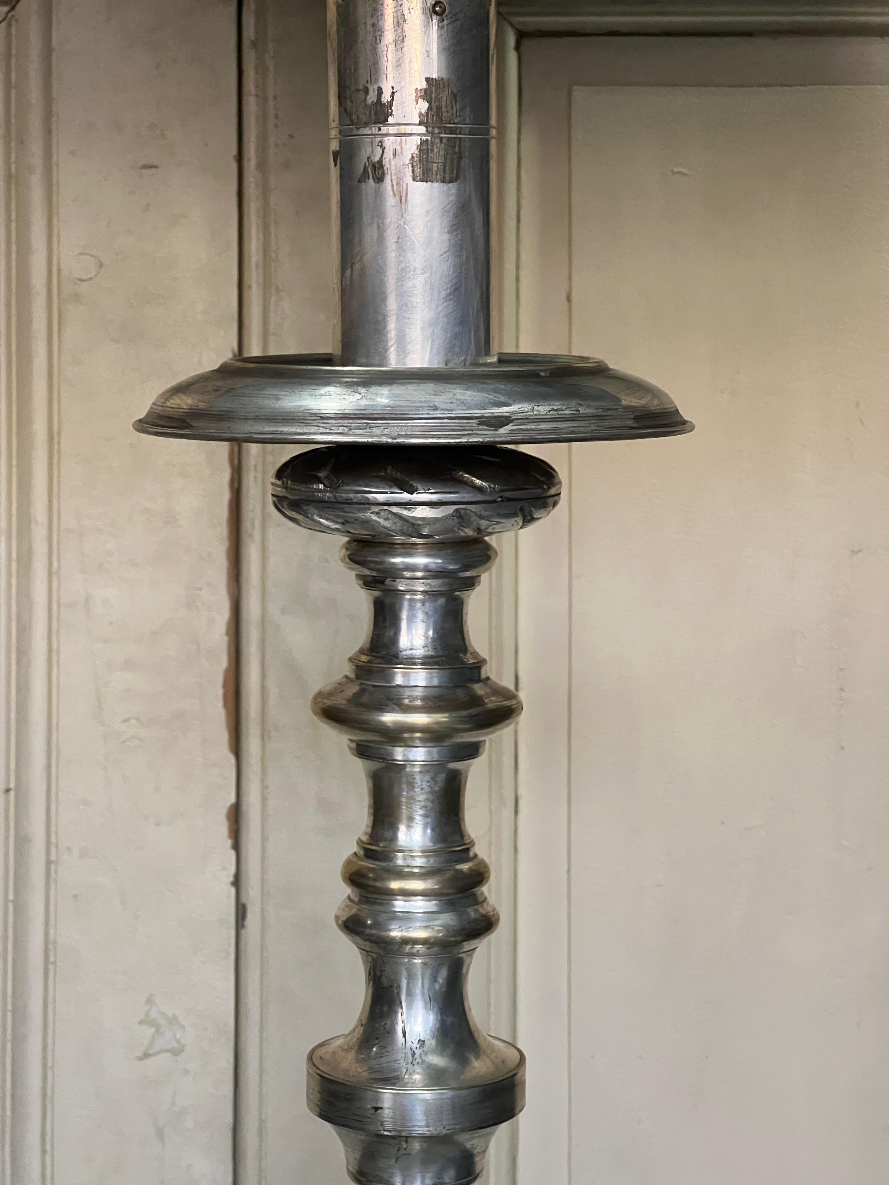 Spanish Baroque Style Silvered Floor Lamp For Sale 4