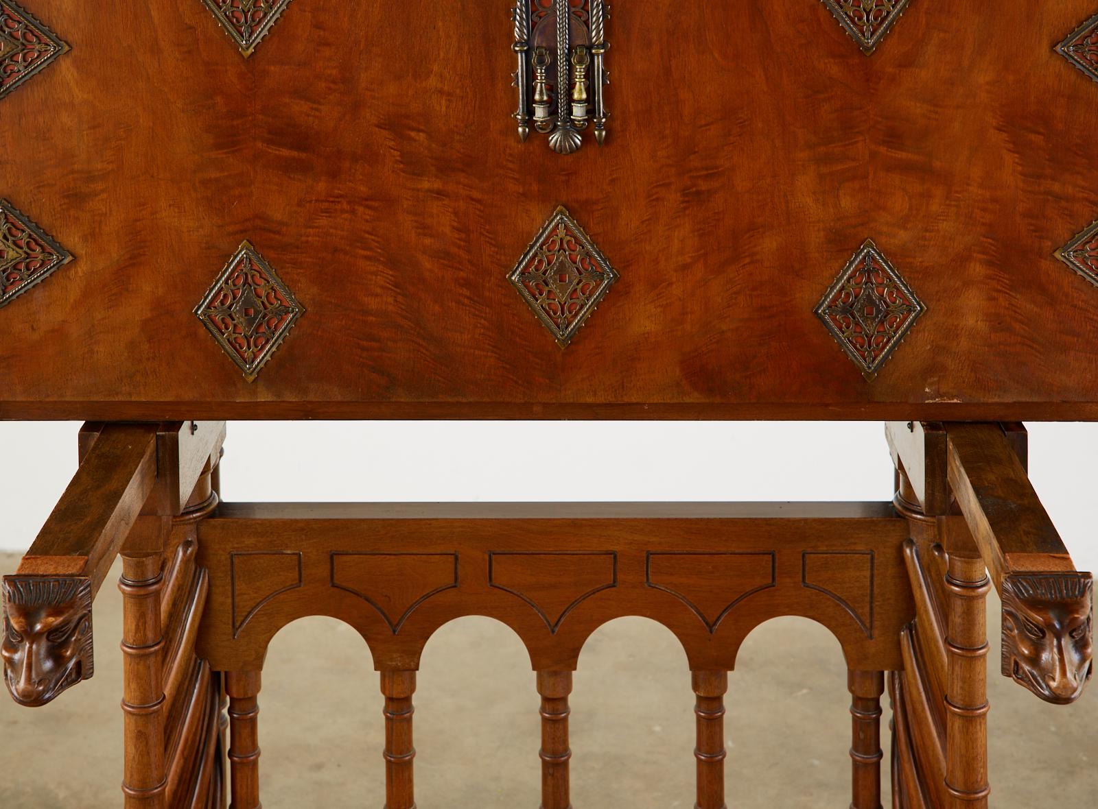 Spanish Baroque Style Vargueño Cabinet Desk on Stand 5