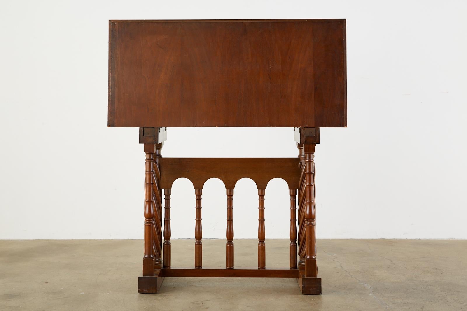 Spanish Baroque Style Vargueño Cabinet Desk on Stand 13