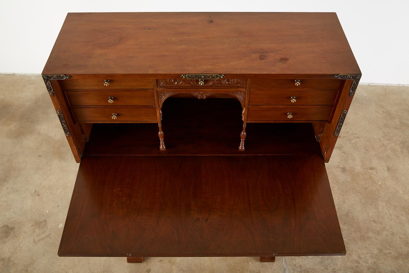 Spanish Baroque Style Vargueño Cabinet Desk on Stand 2
