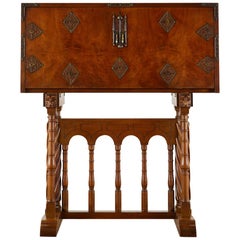 Used Spanish Baroque Style Vargueño Cabinet Desk on Stand