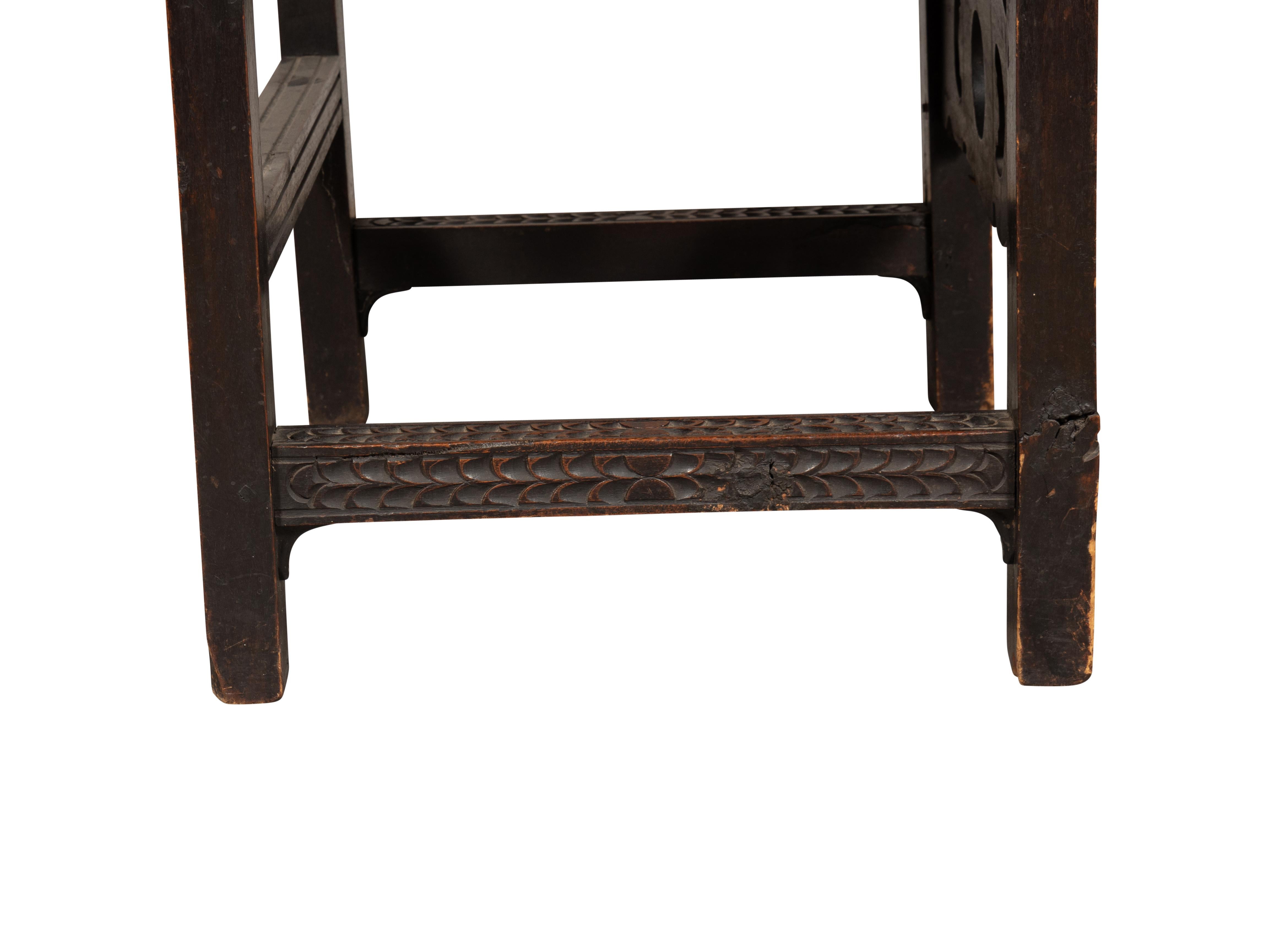 Spanish Baroque Style Walnut And Leather Armchair For Sale 7