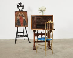 Spanish Baroque Style Walnut Vargueño Cabinet on Stand