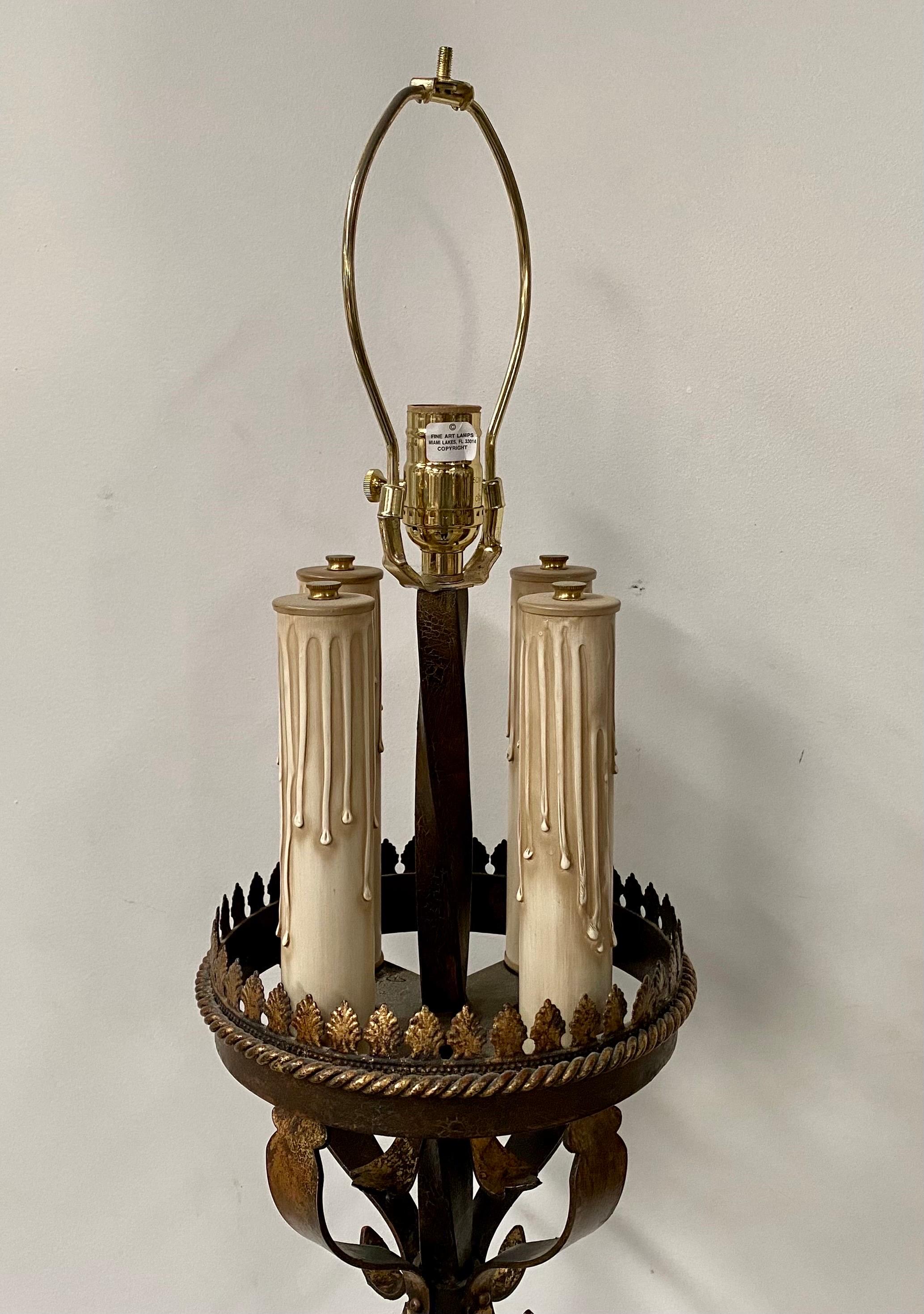 Paire de lampadaires en fer forgé de style baroque espagnol par Fine Art Lighting  en vente 5