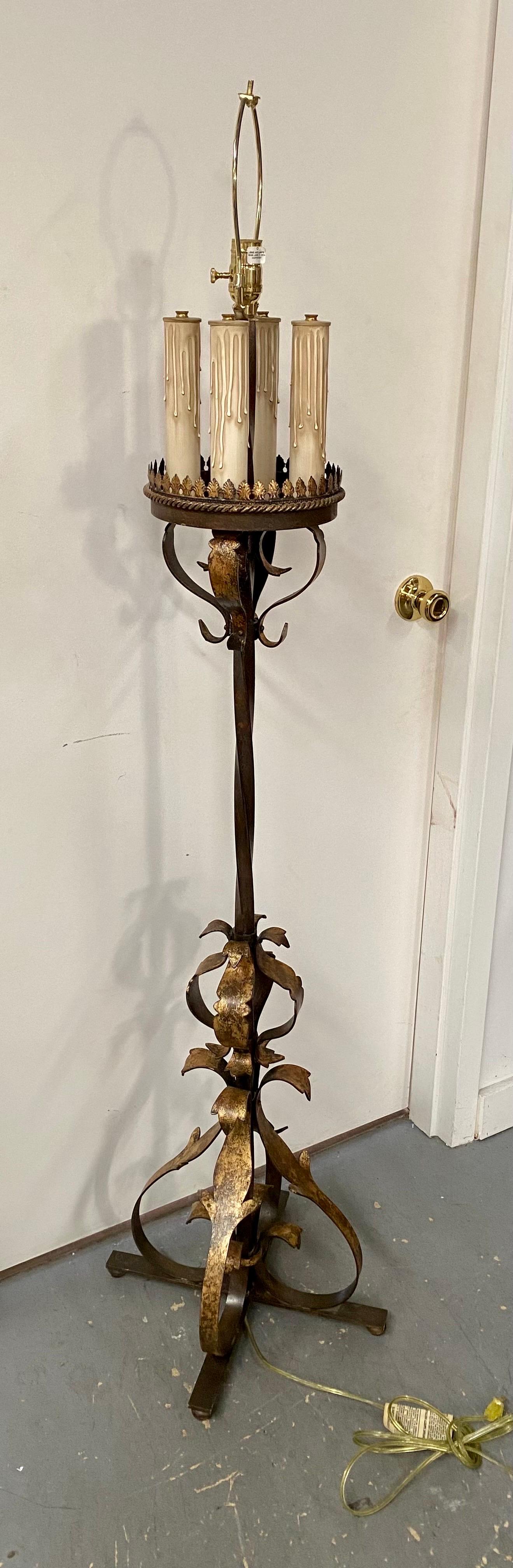 Spanish Baroque Style Wrought Iron Floor Lamp by Fine Art Lighting, a Pair  For Sale 4