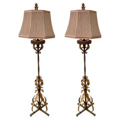 Spanish Baroque Style Wrought Iron Floor Lamp by Fine Art Lighting, a Pair 