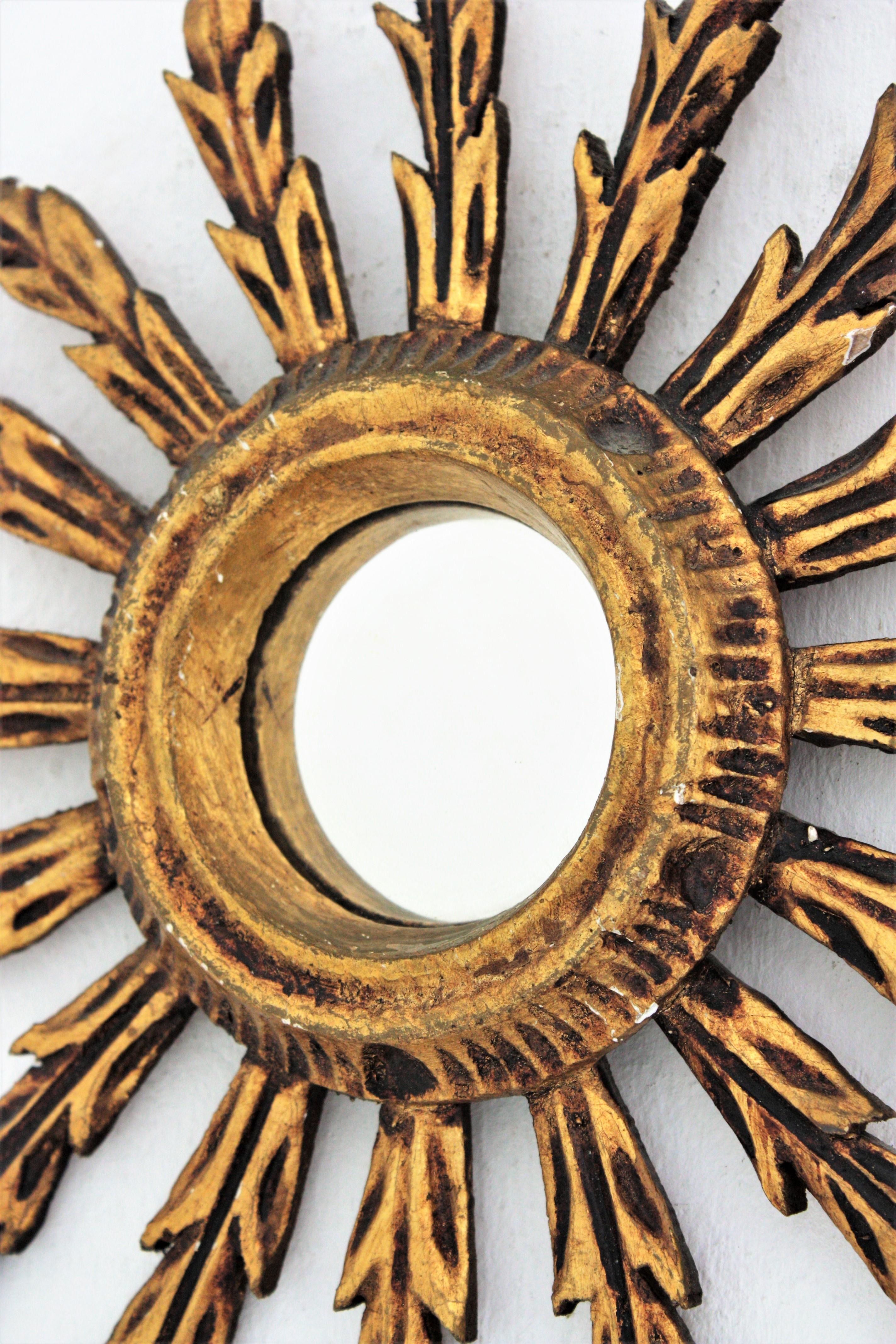 Spanish Baroque Sunburst Convex Mini Sized Mirror 2