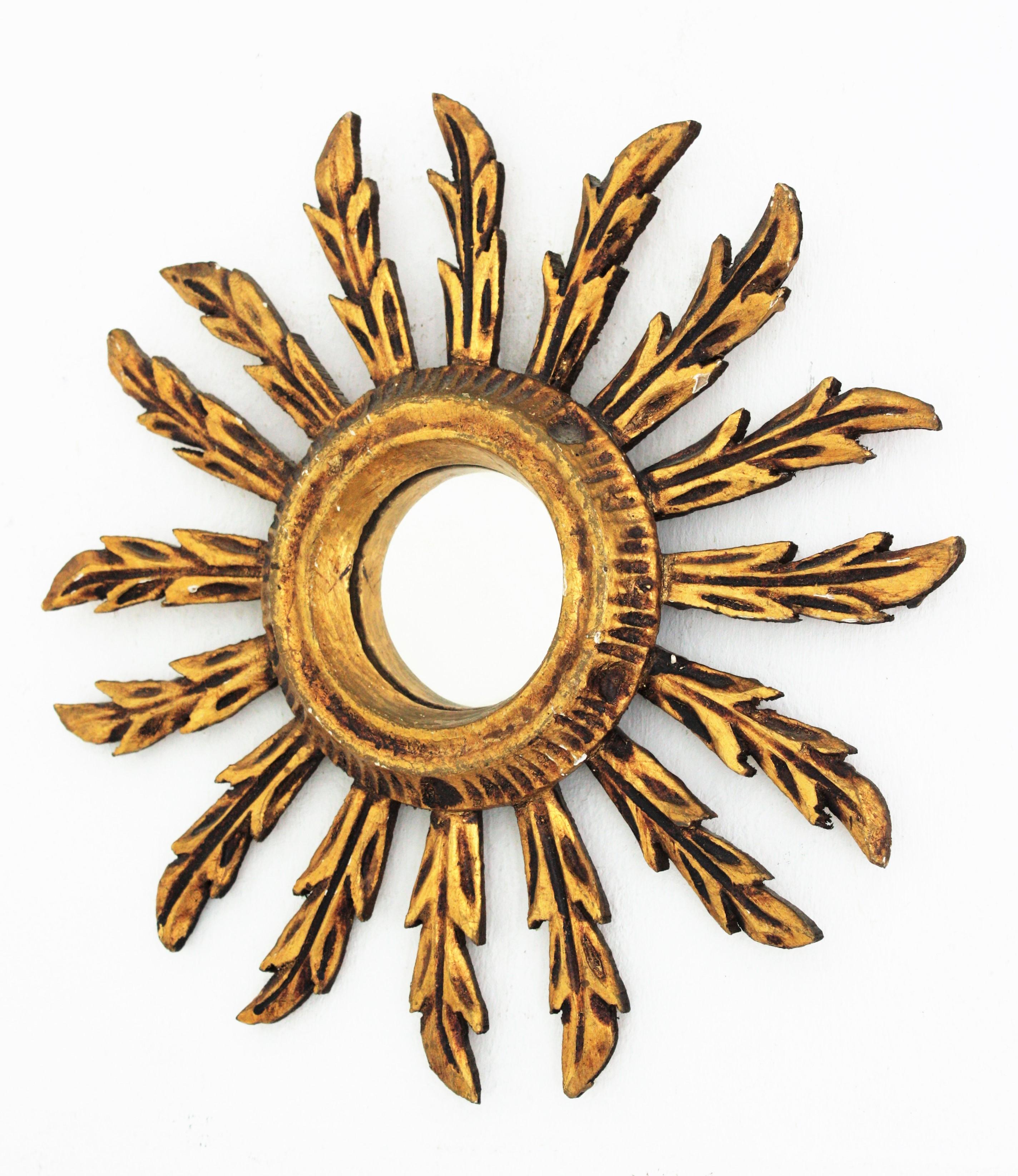 Spanish Baroque Sunburst Convex Mini Sized Mirror 3
