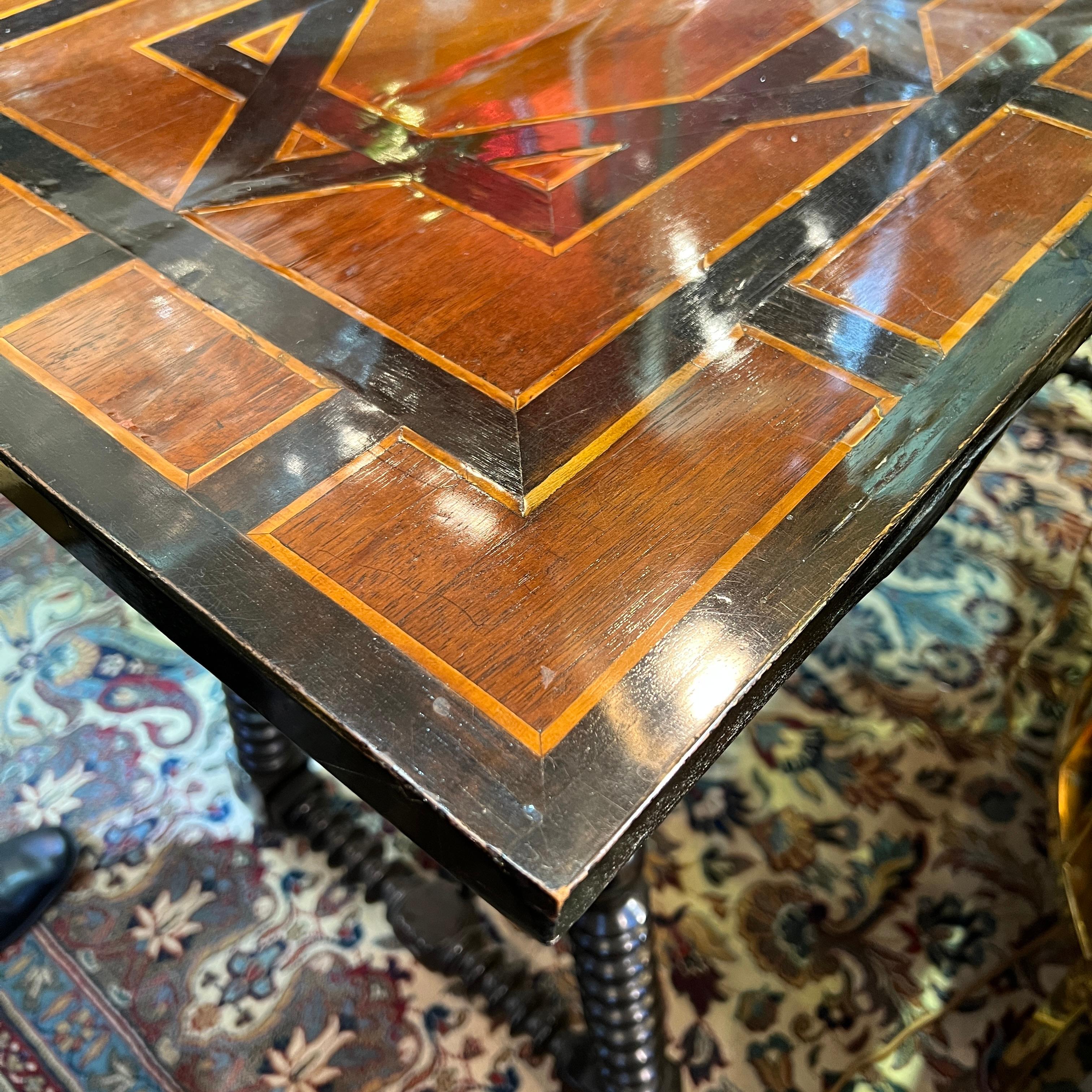 Spanish Baroque Trestle Table with Parquetry Inlay 2