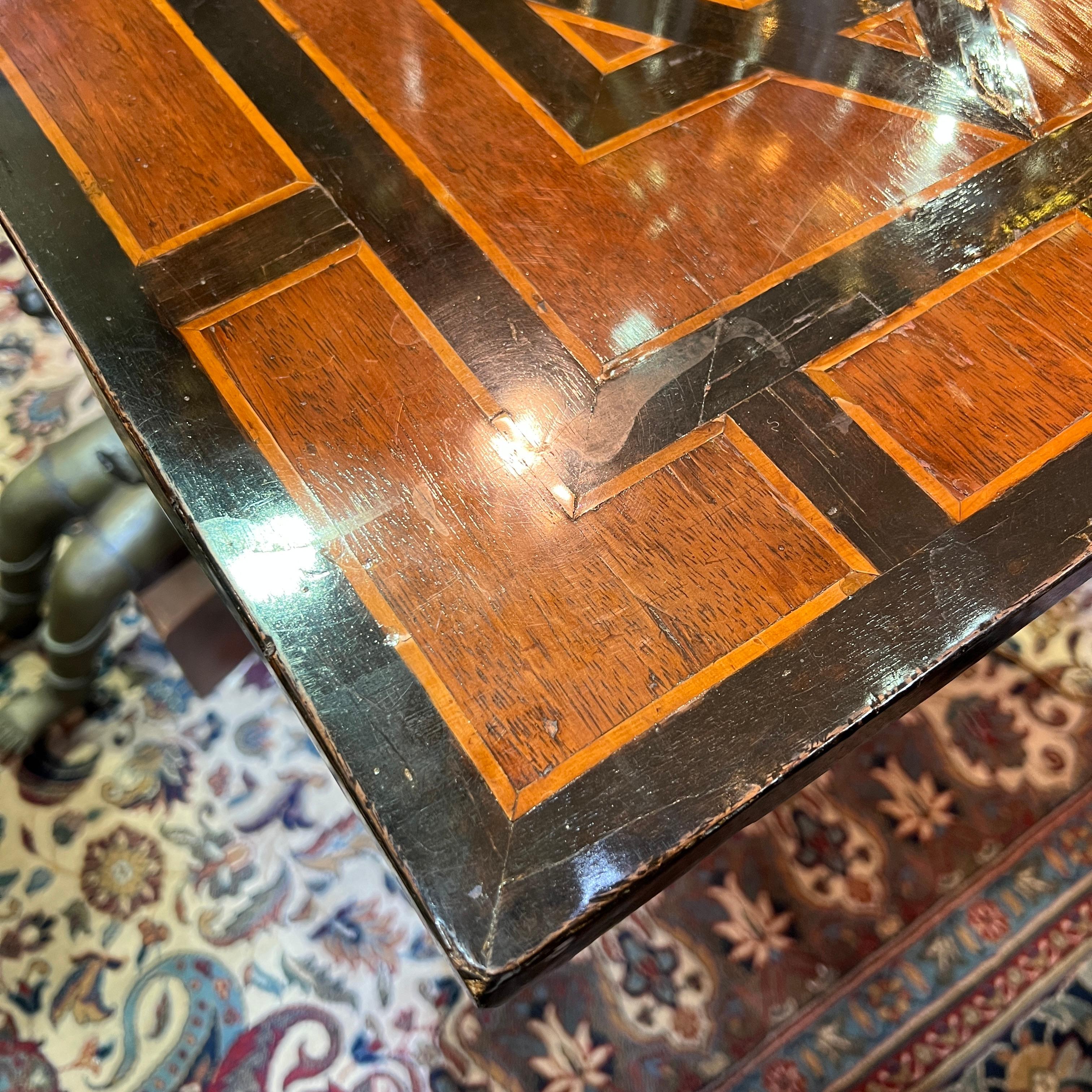 Spanish Baroque Trestle Table with Parquetry Inlay 3