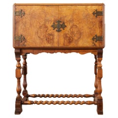 Spanish Baroque Vargueno Style Burl Walnut Cabinet Chest