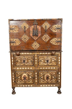 Spanish Baroque Walnut And Giltwood Vargueno