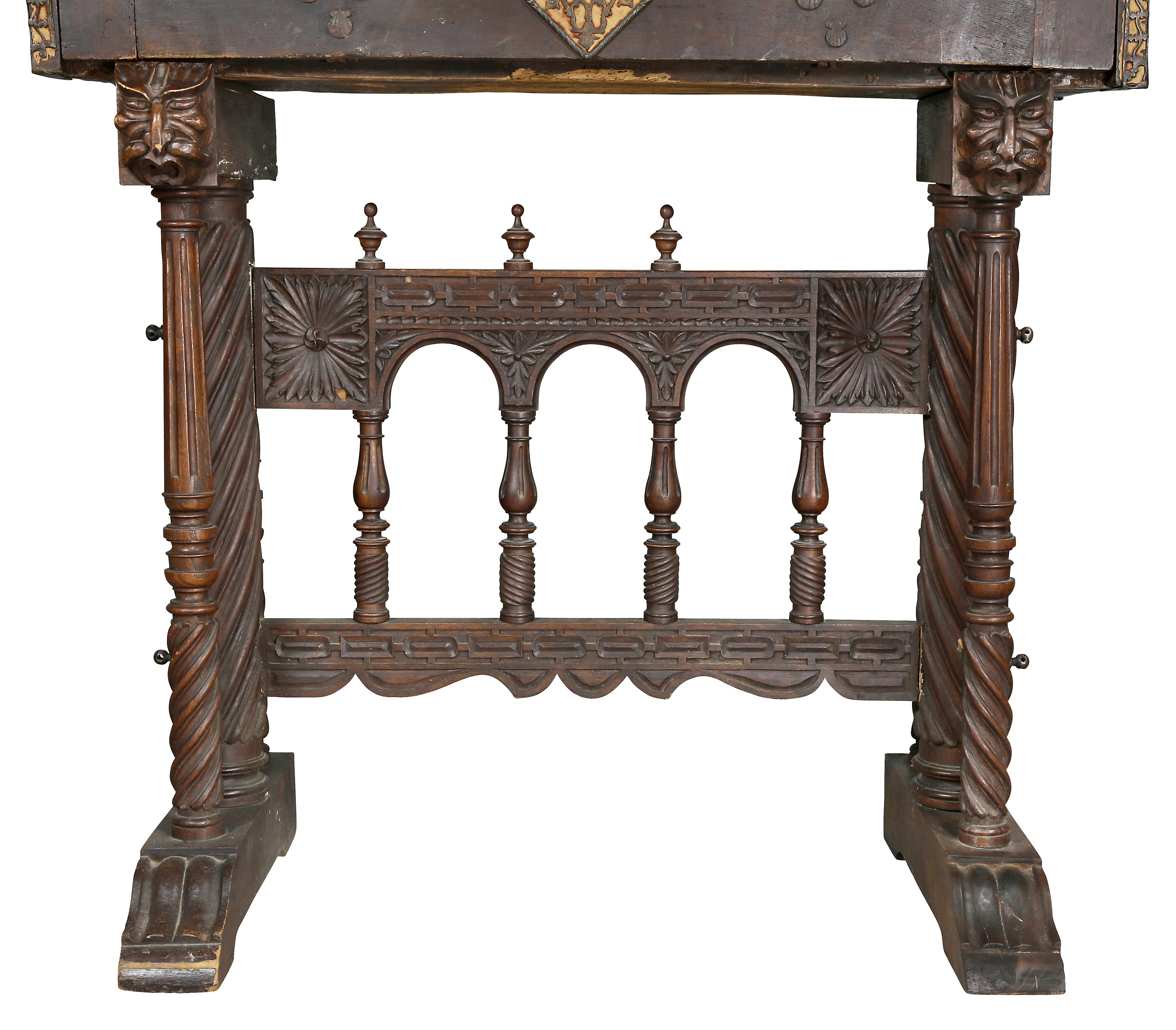 Spanish Baroque Walnut and Iron Vargueno 6