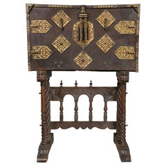 Spanish Baroque Walnut and Iron Vargueno