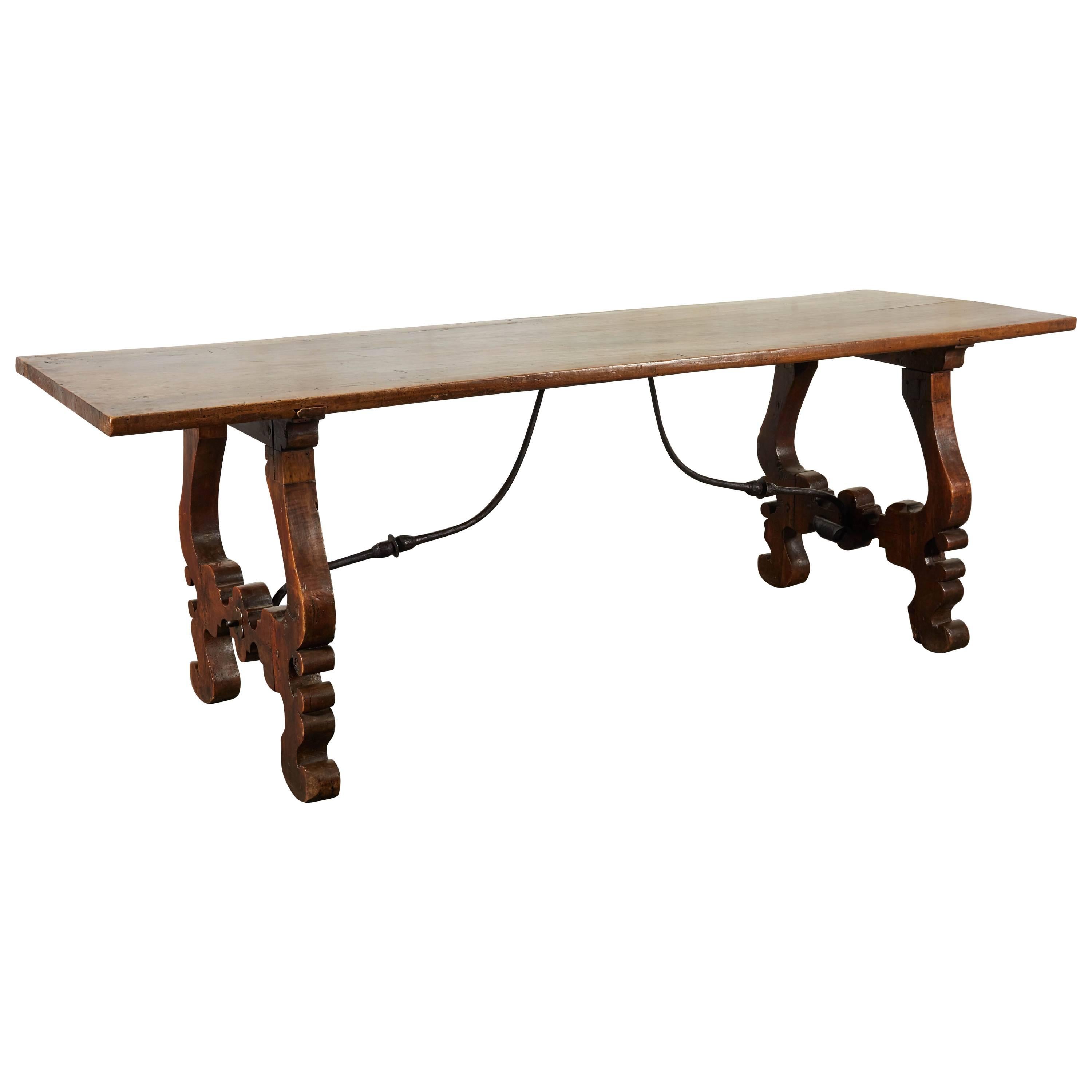 Spanish Baroque Walnut and Wrought-Iron Refectory Table