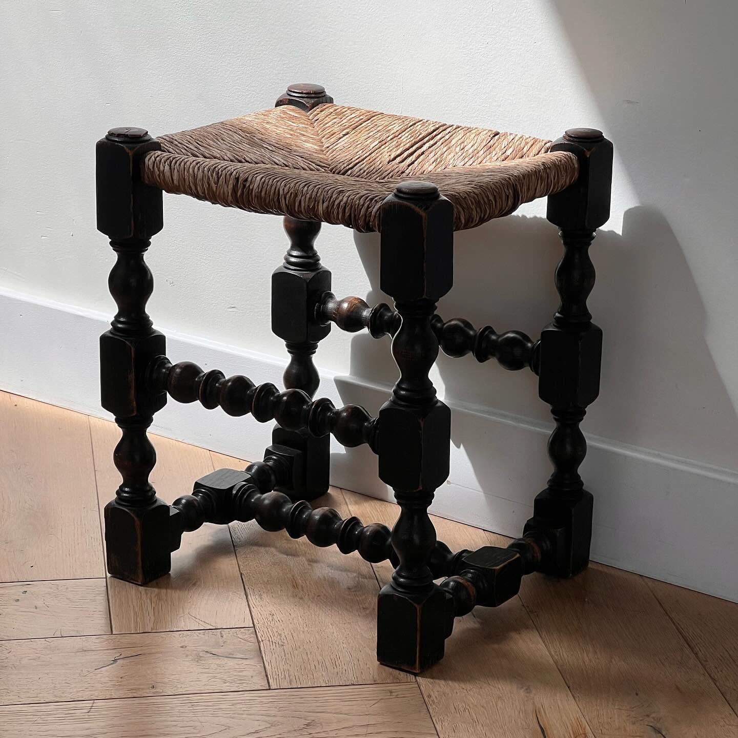 Mission Spanish baroque wicker rush and spindle leg stool, 18th century
