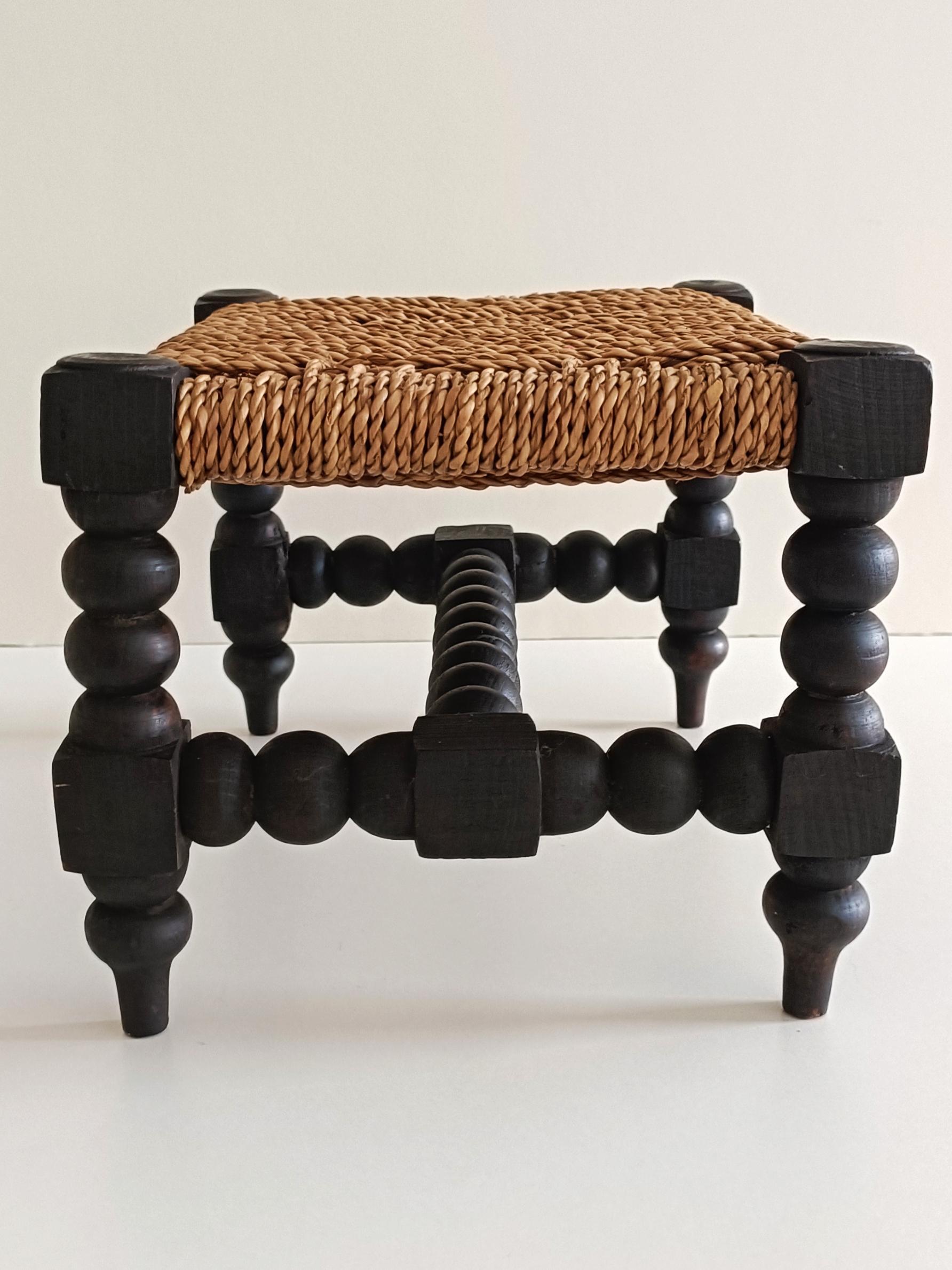Baroque Wood And Natural Fiber Pair of Footstools, Spain 17th/18th C 6