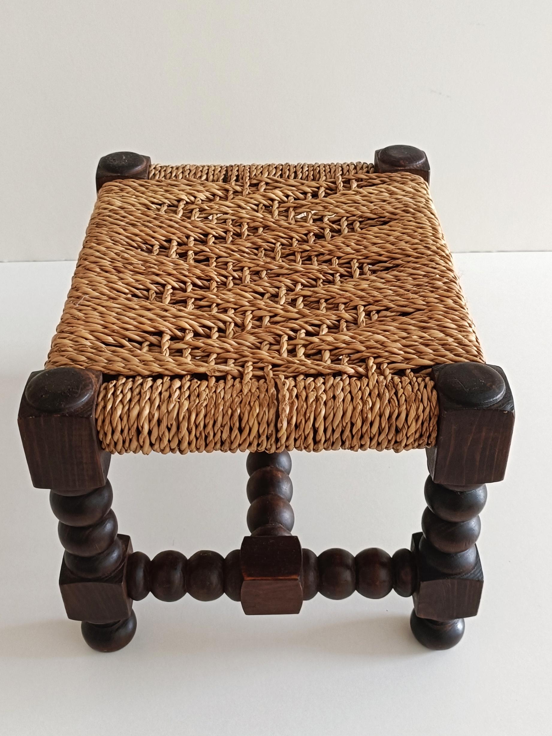 Baroque Wood And Natural Fiber Pair of Footstools, Spain 17th/18th C 7