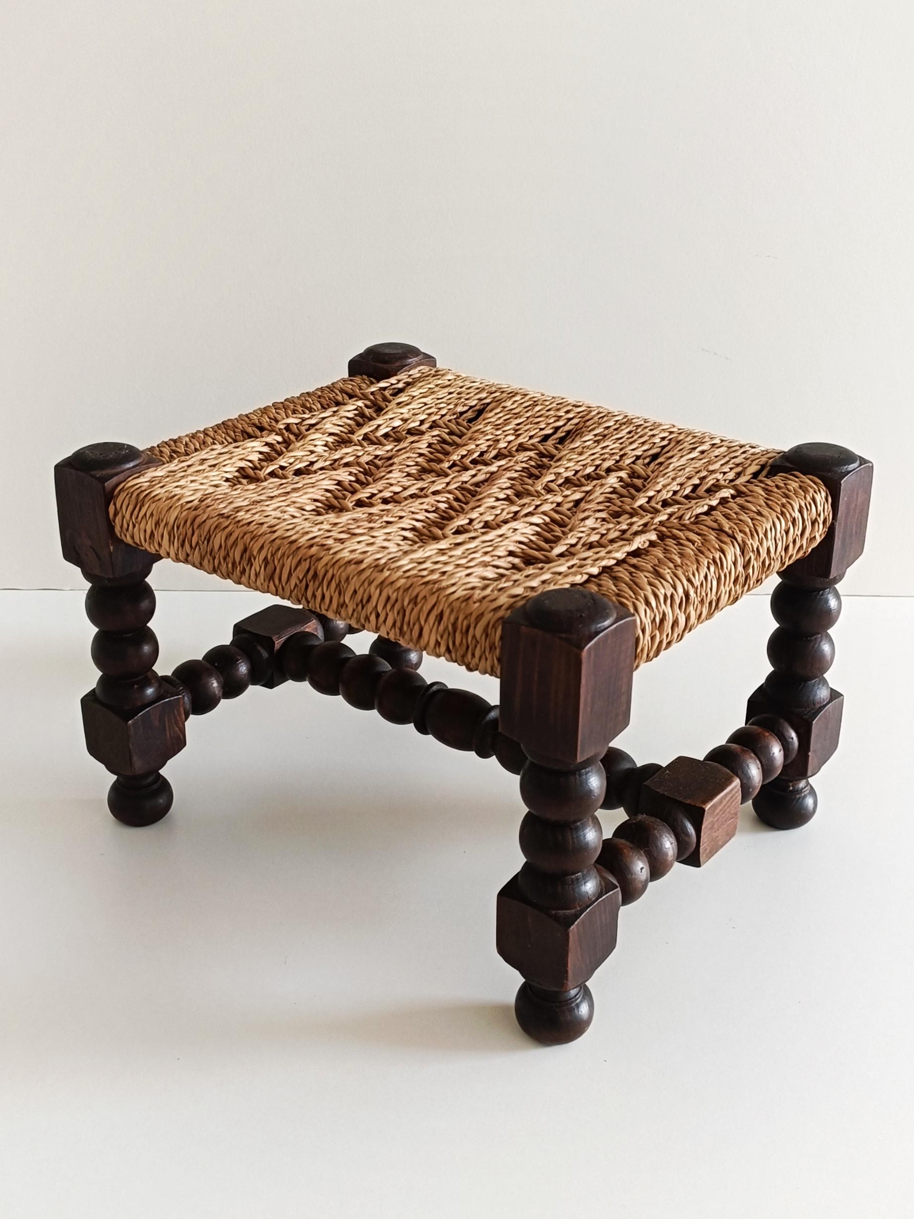 Baroque Wood And Natural Fiber Pair of Footstools, Spain 17th/18th C 8