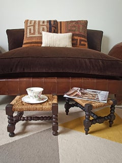Baroque Wood And Natural Fiber Pair of Footstools, Spain 17th/18th C