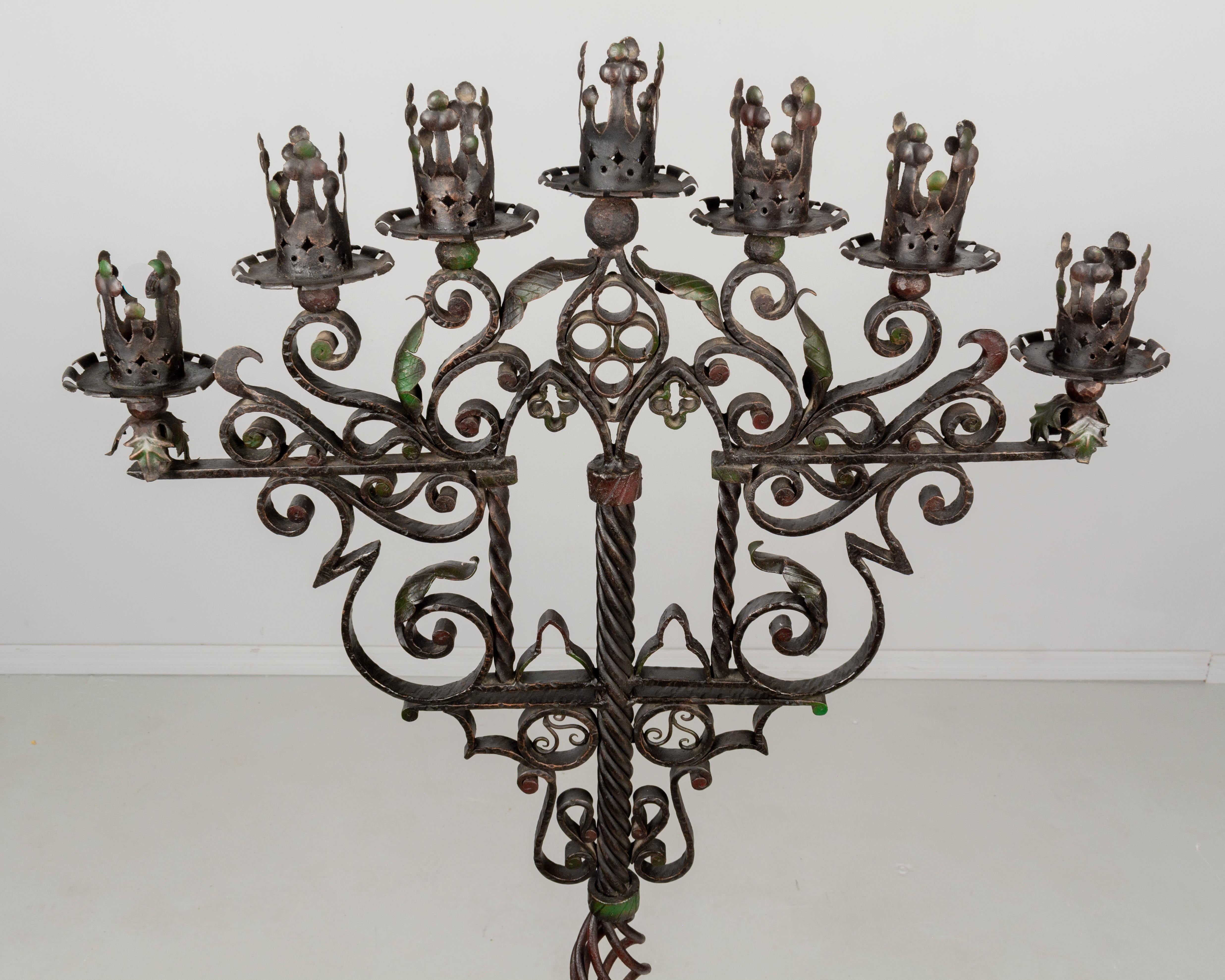Spanish Baroque Wrought Iron Floor Candelabra For Sale 6