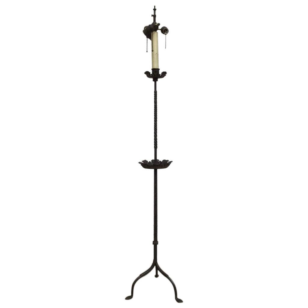 Spanish Baroque Wrought Iron Torchere Floor Lamp For Sale