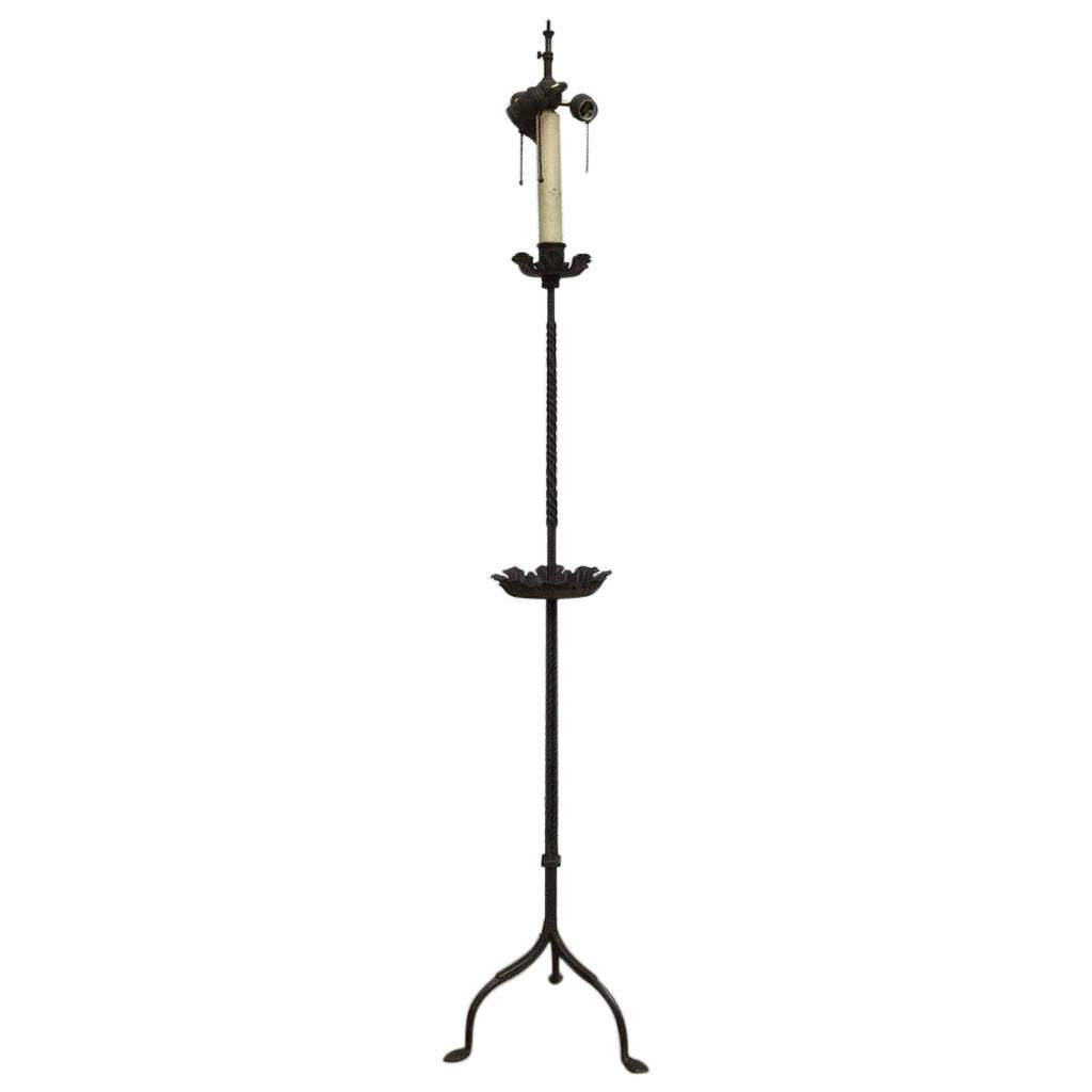 Spanish Baroque Wrought Iron Torchere Floor Lamp