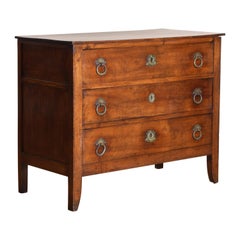 Spanish, Basque, Neoclassical Period Walnut 3-Drawer Commode, 2nd Quarter 19thc