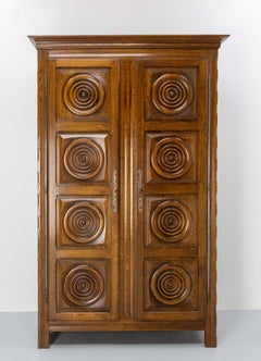 Spanish Basque Oak Armoire Two Doors, circa 1960