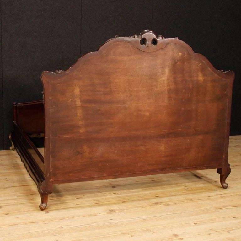 Spanish Bed in Carved and Gilt Mahogany Wood from 20th Century For Sale