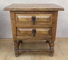 Spanish Bedside Tables With Drawers And Iron Hardware, 1950s, Set Of 2