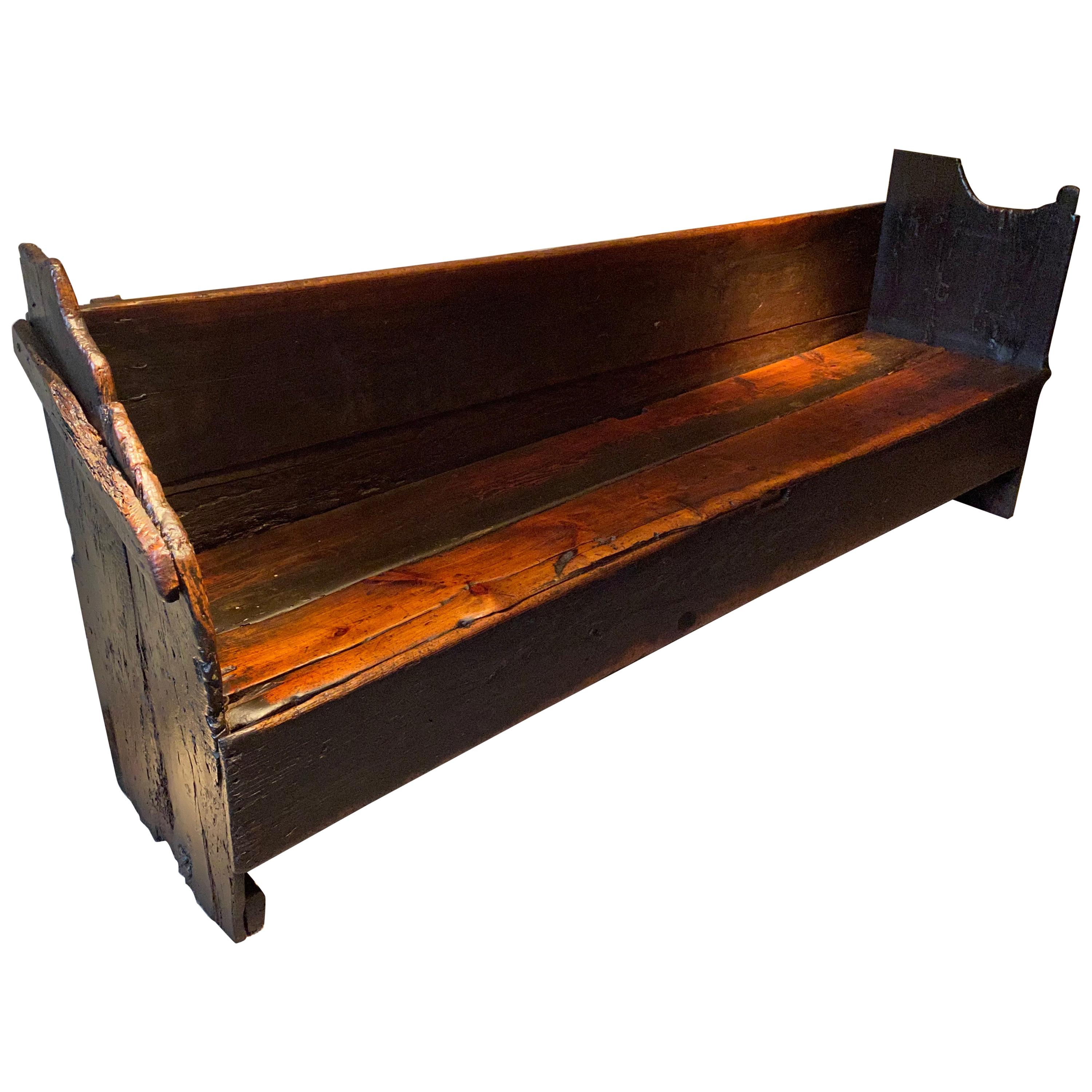 Antique Wooden Spanish Seating Bench in a beautiful Patinated Pine,19 th Century