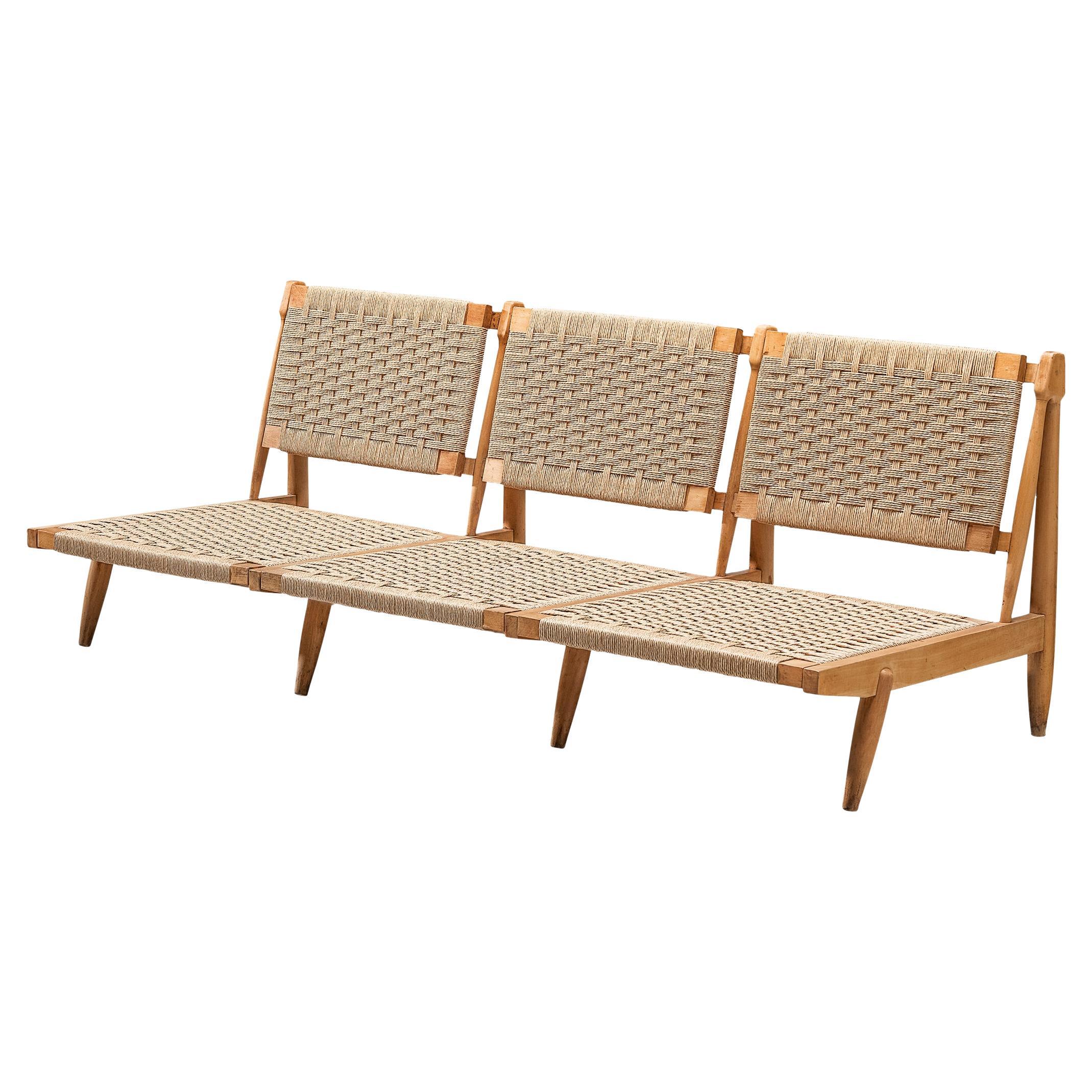 Spanish Bench in Wood and Straw